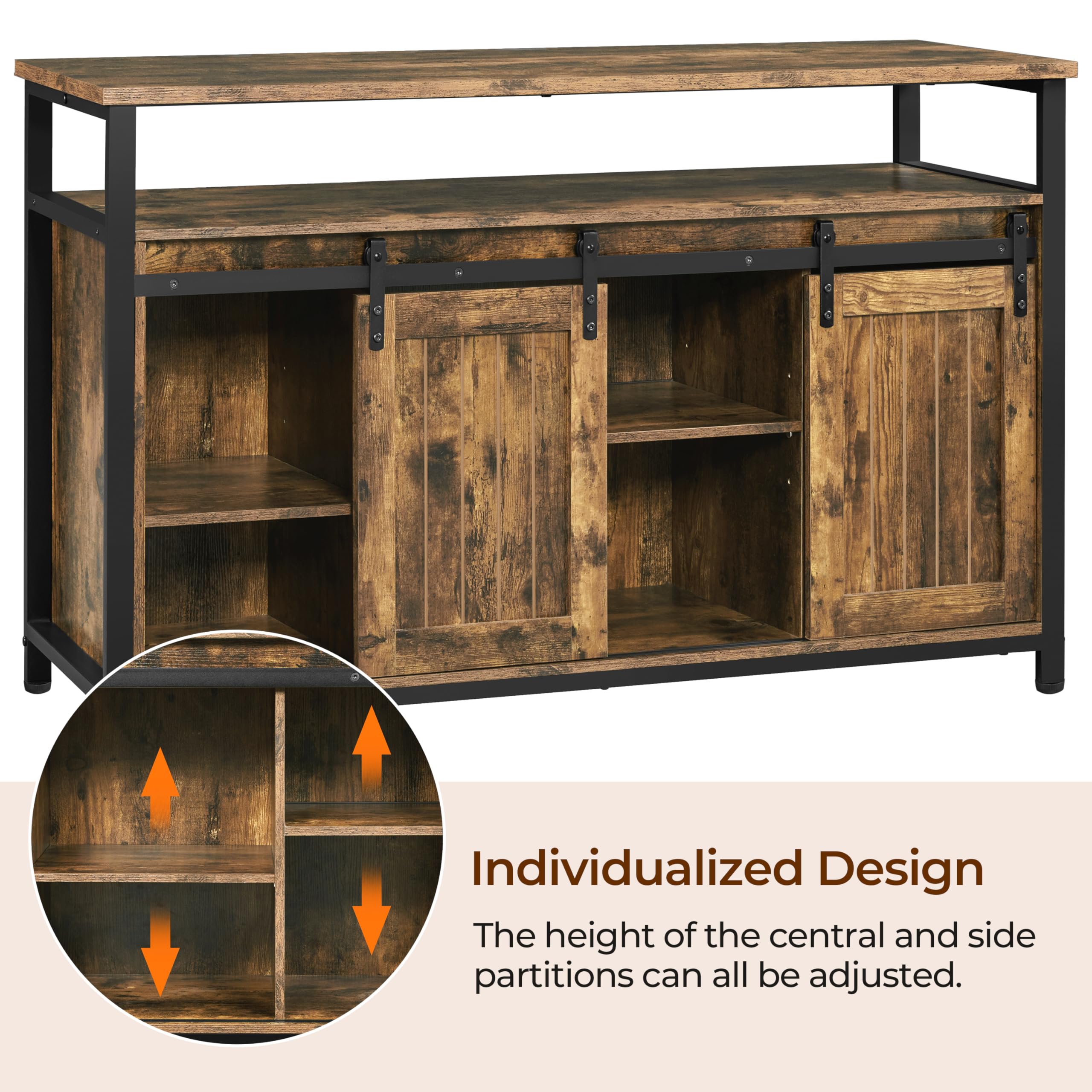 Yaheetech 47 Inch Farmhouse TV Stand with Barn Doors & Adjustable Shelves - Entertainment Center for 55 Inch TVs, Storage Cabinet for Living Room - Perfect for Home Theater Setup & Farmhouse Decor