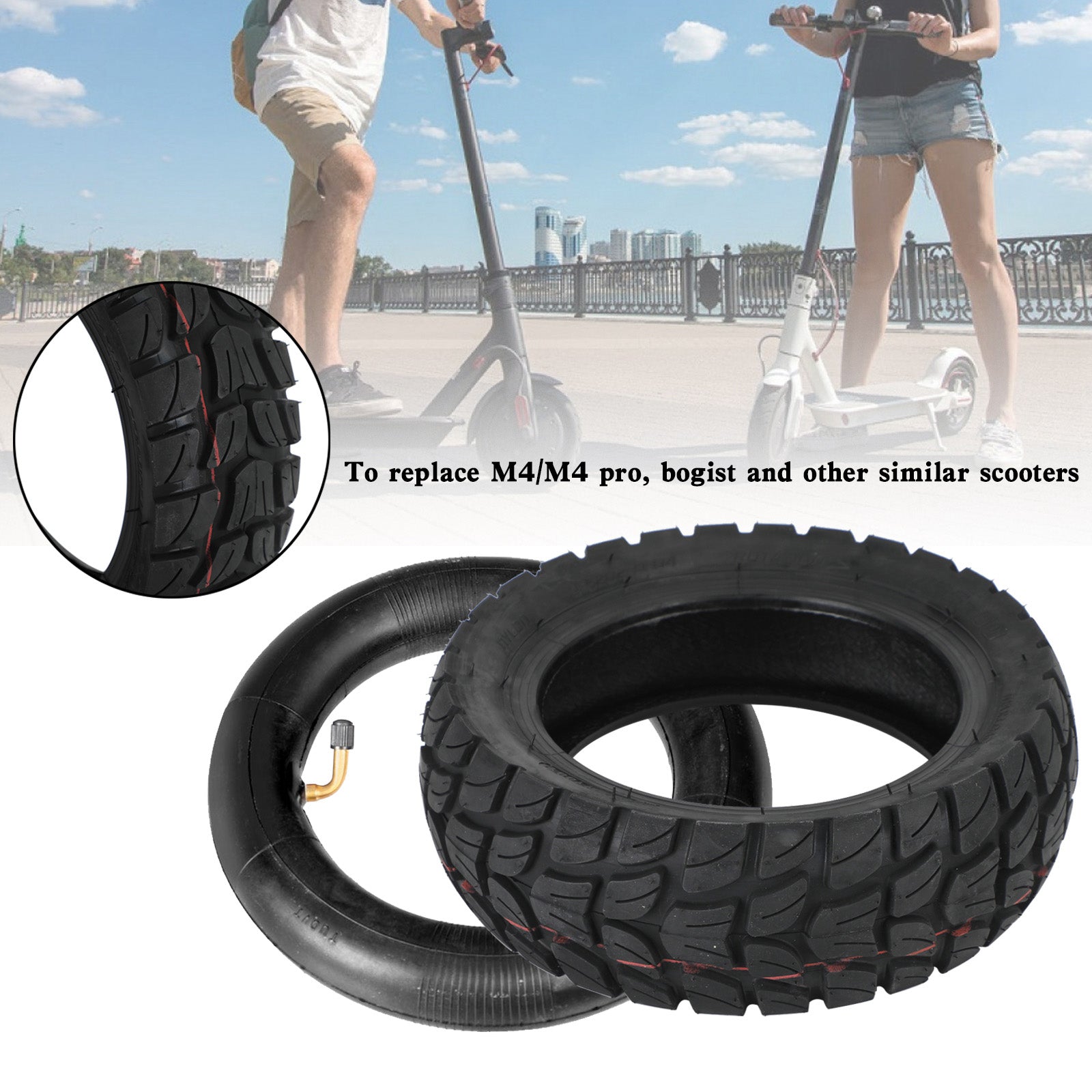 10x3.25-5.25x80 Off-Road Tires + Inner Tubes for KUGOO M4 Zero Electric Scooter - 80/65-6 Size - Perfect for Trail Riding, Commuting & Outdoor Adventures