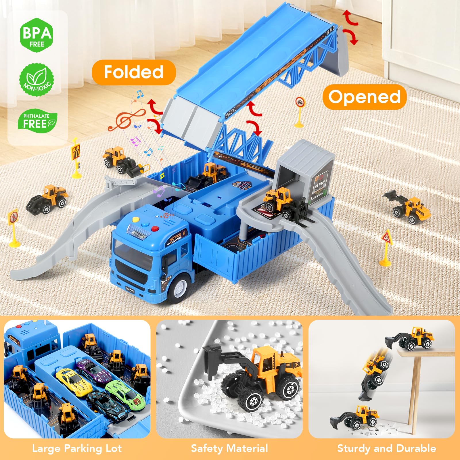 Best Construction Truck Toys Set for Kids - Alloy Crane, Excavator, Forklift, Bulldozer & Dump Trucks with Ejection Track - Perfect Gift for 3-7 Year Old Boys | STEM Learning & Imaginative Play