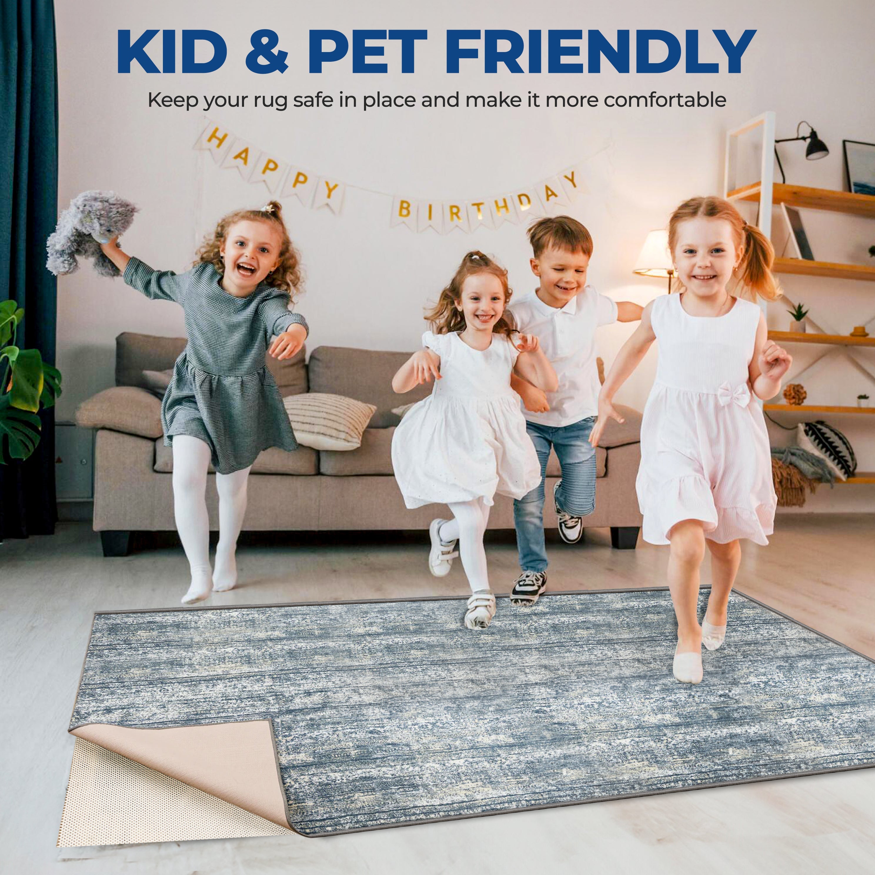 Rio Reversible Non-Slip Ultra Grip Foam Mesh Rug Pad for Hardwood Floors - Perfect for Living Room, Bedroom & High Traffic Areas