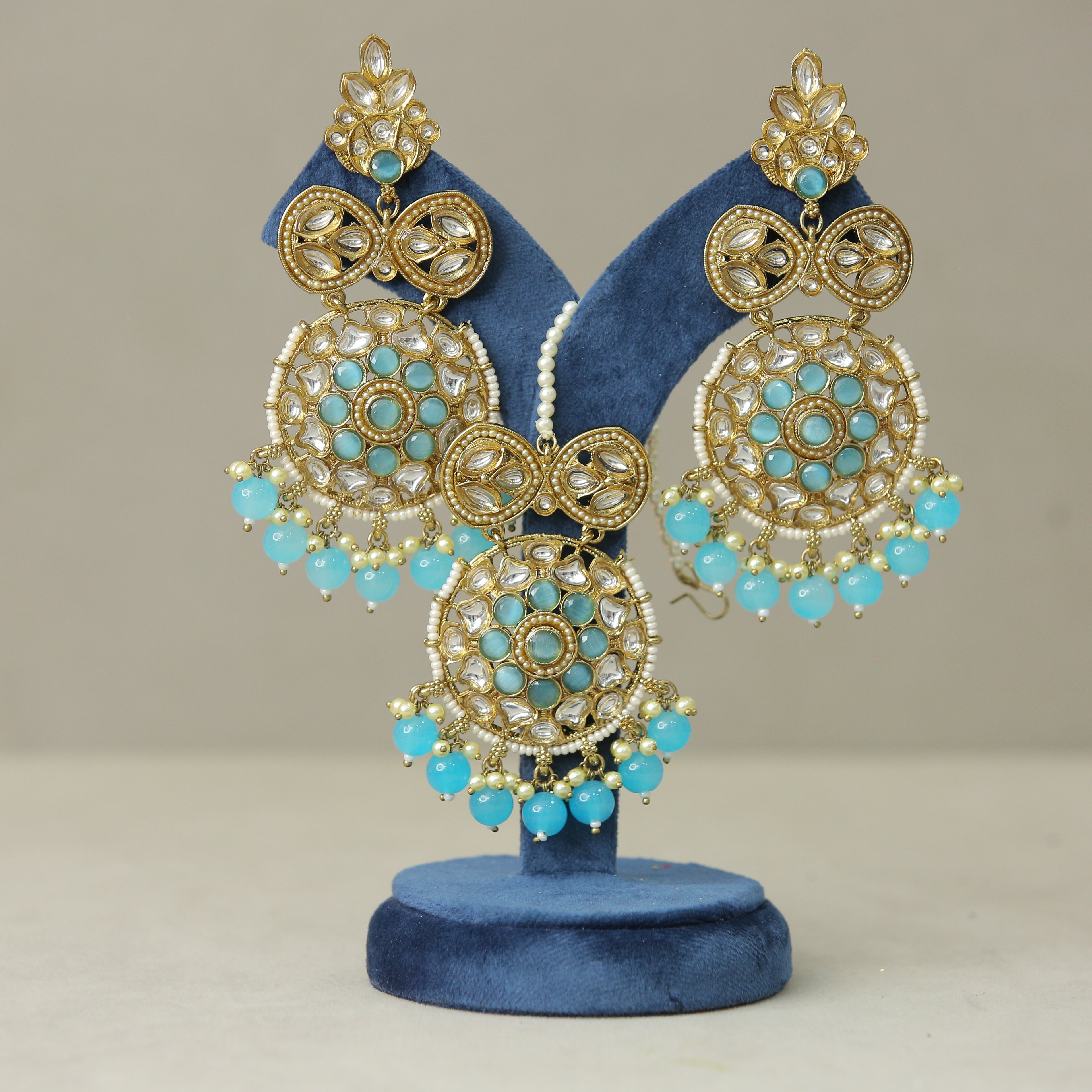 Exquisite Kundan Earrings and Tikka Set | Traditional Indian Jewelry for Women | Perfect for Weddings, Parties & Festive Occasions