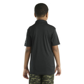 Youth Boys Short Sleeve Force Sun Defender Polo Shirt - UPF 50+ UV Protection, Moisture Wicking, Breathable Fabric for Active Kids - Perfect for Outdoor Sports, Summer Camp & School Activities (Caviar Black)