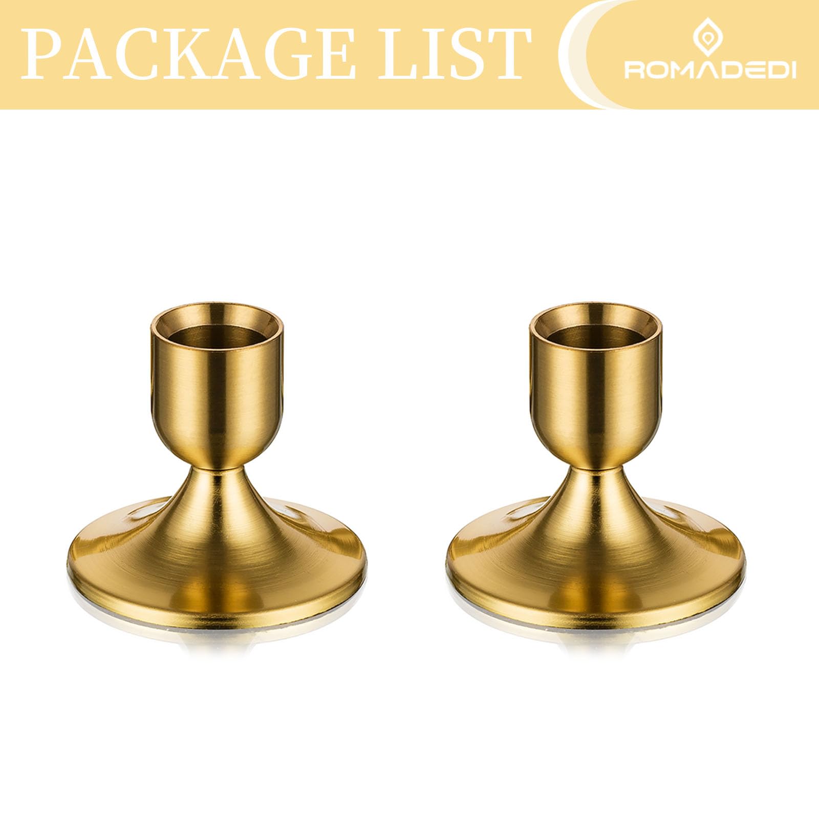 Gold Candlestick Holders Set of 2 - Elegant Brass Taper Candle Holders for Wedding Centerpieces, Christmas Mantel Decor, Dining Table & Home Decoration - Perfect for Romantic Dinners, Holiday Celebrations & Special Occasions