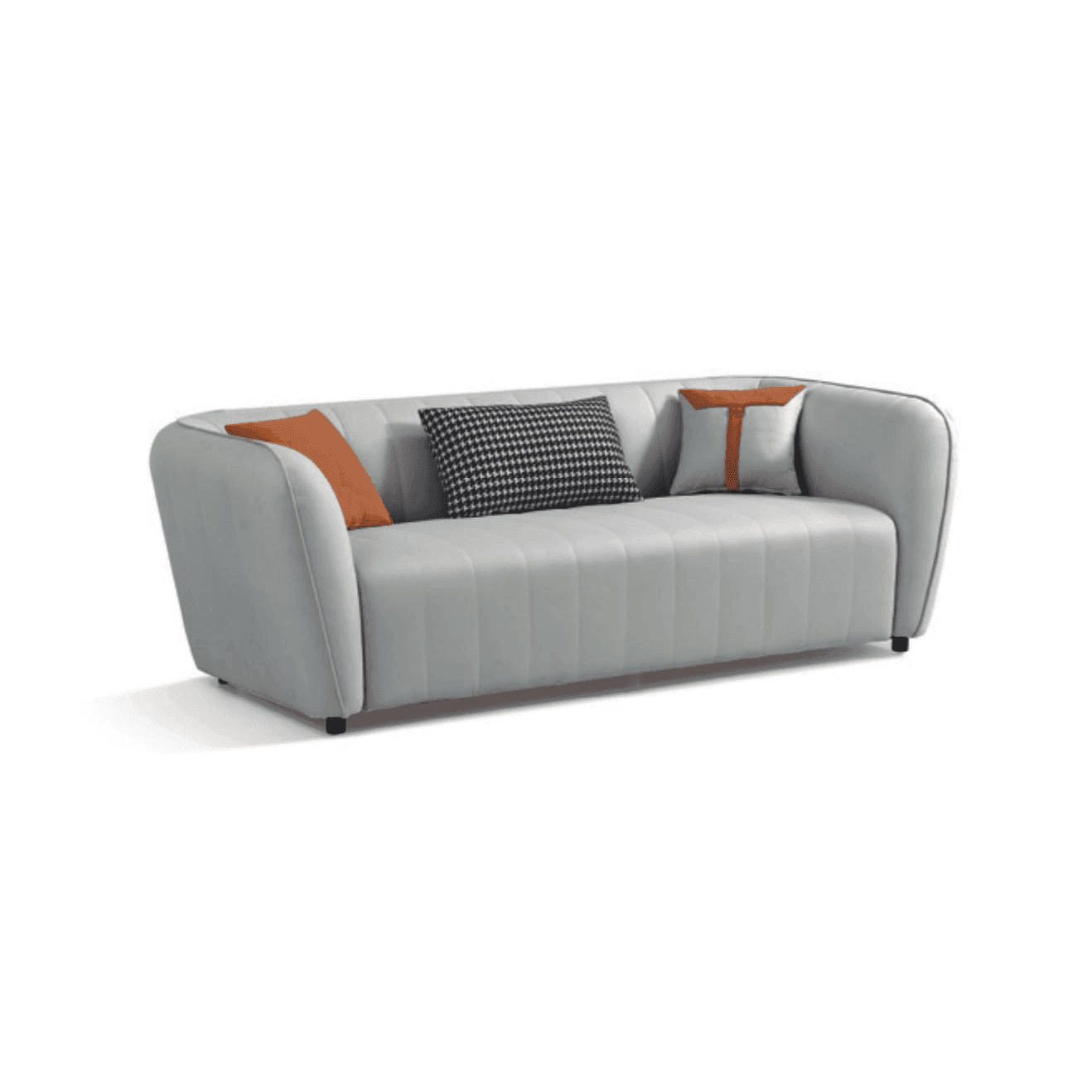 Gondoles Grey Leathaire 3-Seater Sofa - Modern Faux Leather Couch for Living Room, Lounge & Office