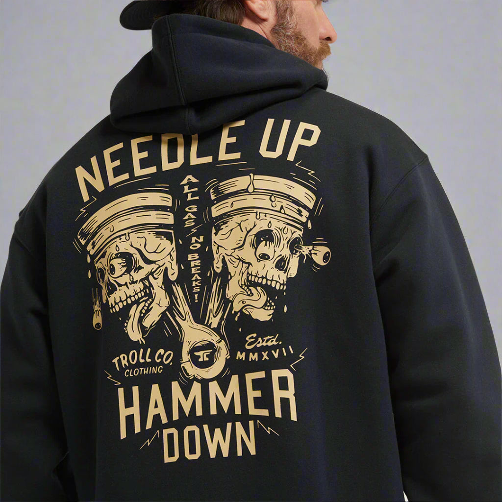 DHCM Men's Needle Up Hammer Down Twins Hoodie - Soft Cotton Pullover Sweatshirt for Baseball Fans - Perfect for Game Day & Casual Wear