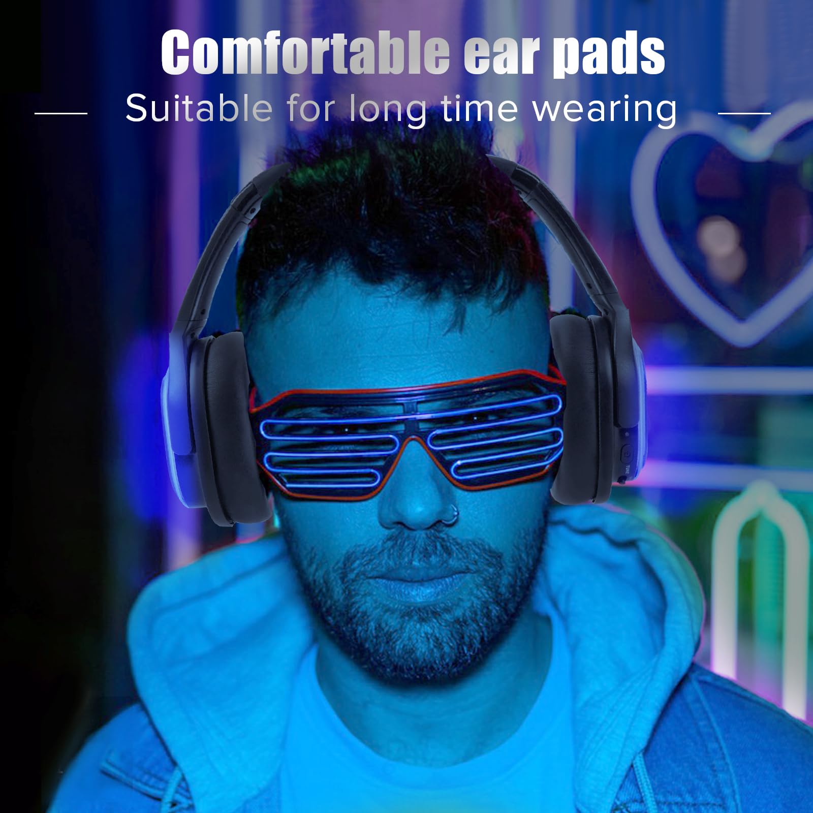 Retekess TA003 Silent Disco Headphones - 3 Channel Wireless LED Headphones with Stereo Sound for Kids Parties, Home Theater, School Events & Silent Dance Parties (10 Pack) - Perfect for Birthday Celebrations, Classroom Activities & Movie Nights