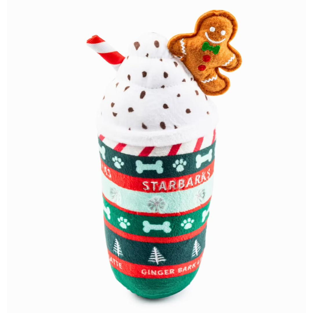 Starbarks Gingerbread Latte Christmas Dog Toy - Chew-Resistant Holiday Pet Gift for Small & Large Dogs - Perfect for Playtime & Stocking Stuffers