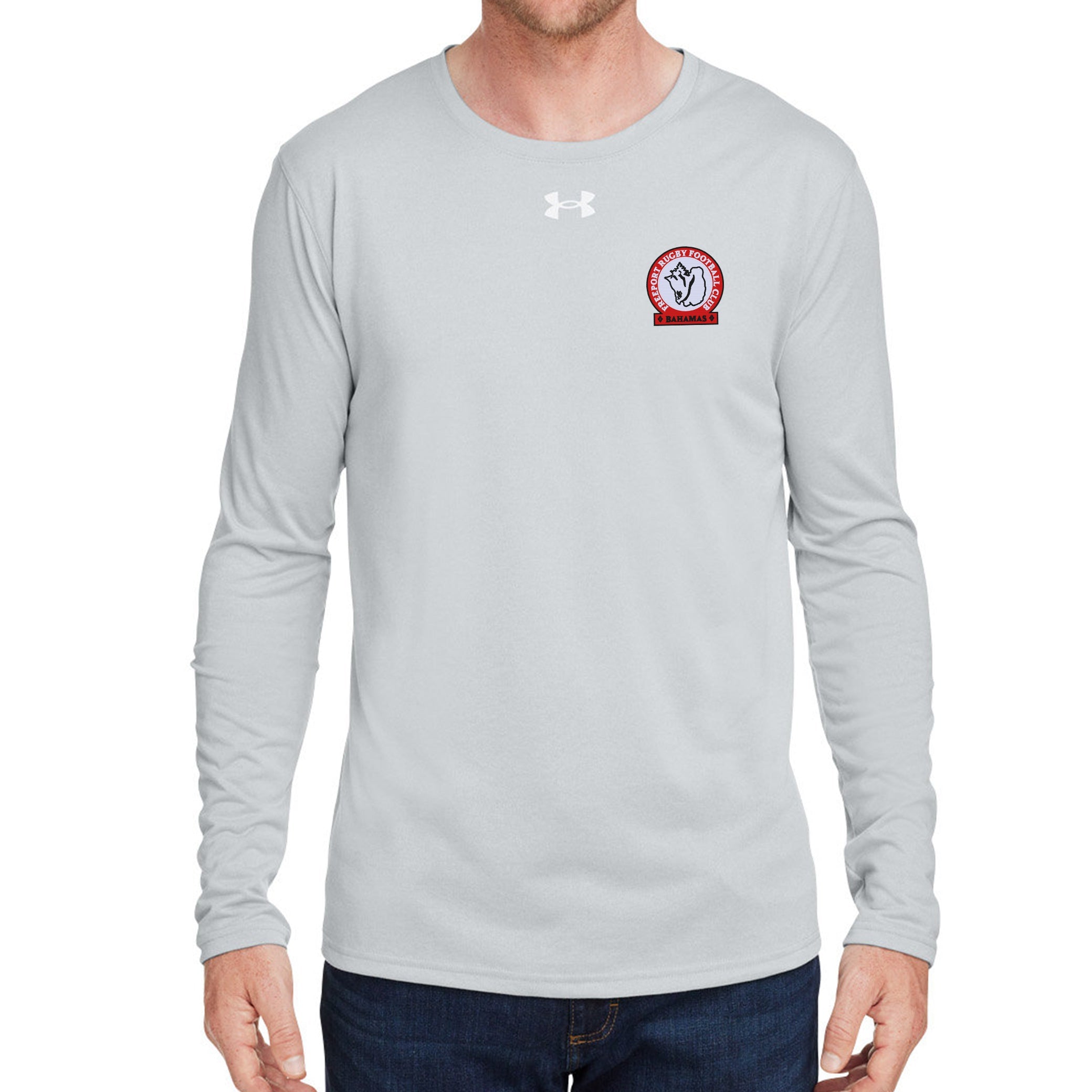 Freeport RFC UA Team Tech Long Sleeve T-Shirt for Men - Moisture Wicking Performance Shirt for Rugby Training & Outdoor Sports