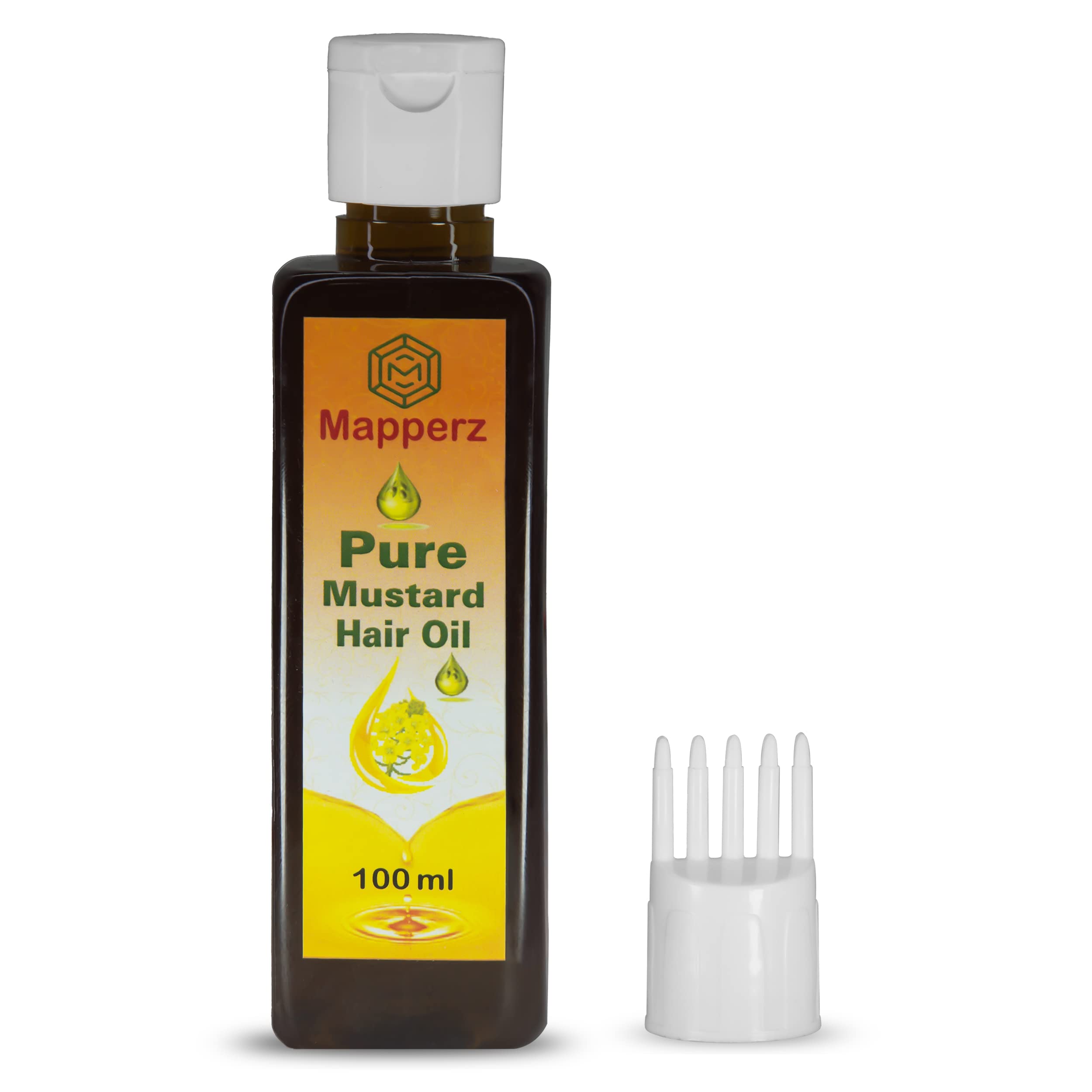 Organic Mustard Hair Oil for Hair Growth - Cold Pressed Kacchi Ghani-Kolhu 100% Pure (100ml) | Reduces Hair Fall & Dandruff, Repairs Damage | Brown Sarso Ka Tel for Men & Women | Perfect for Daily Scalp Massage & Deep Conditioning Treatment