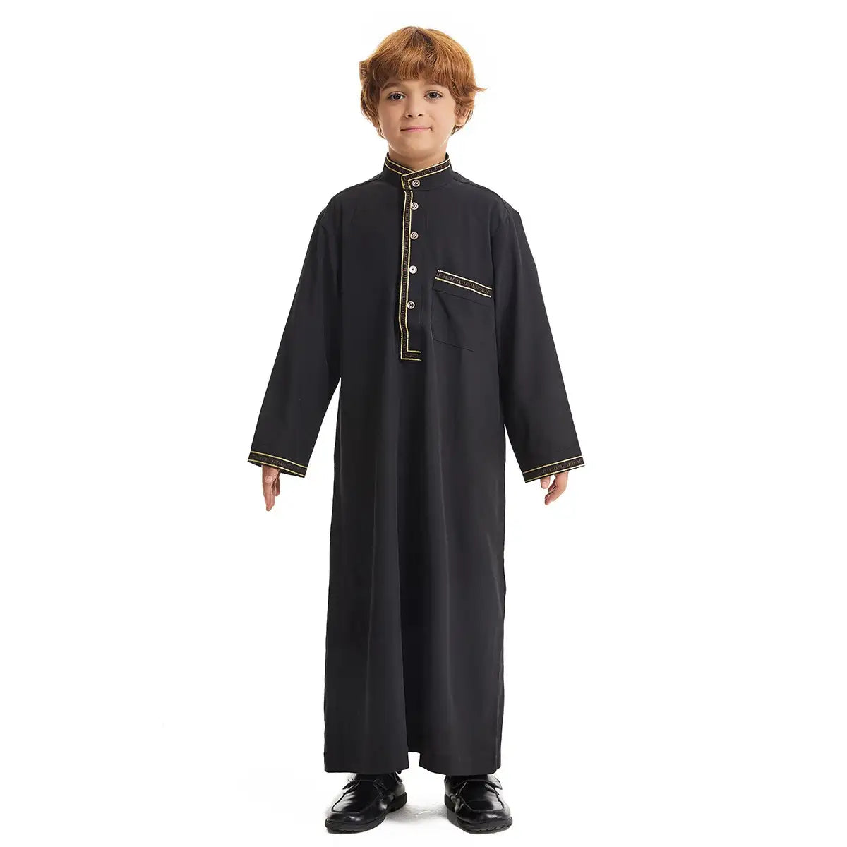 Stylish Middle Eastern Arab Boy Thobe Thawb with Pockets - Perfect for Eid, Weddings & Special Occasions