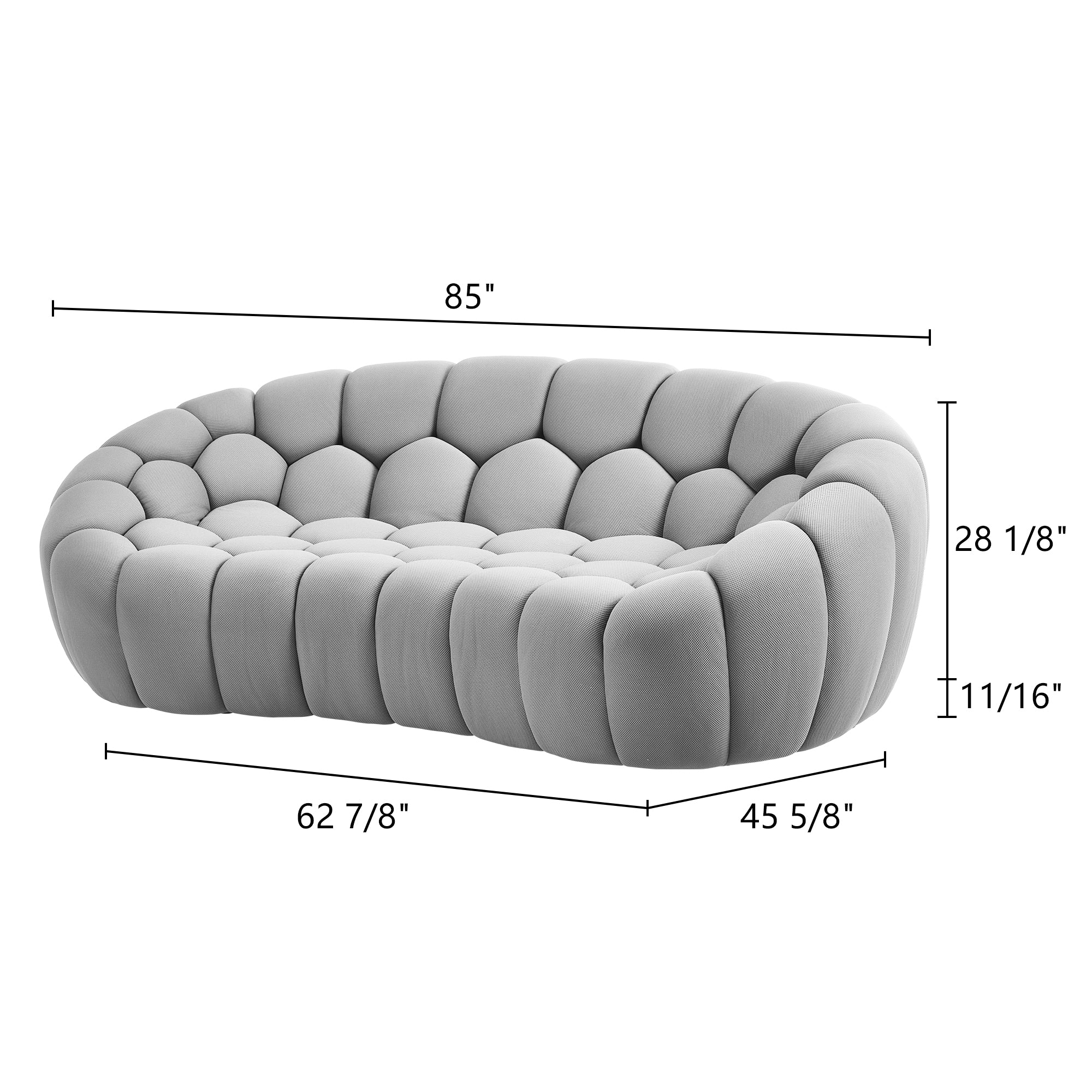 Luca Modern Loveseat Sofa - 2-Seater Small Couch for Living Room, Apartment, Office - Soft Gray Fabric Upholstery - Compact Space-Saving Design for Small Spaces