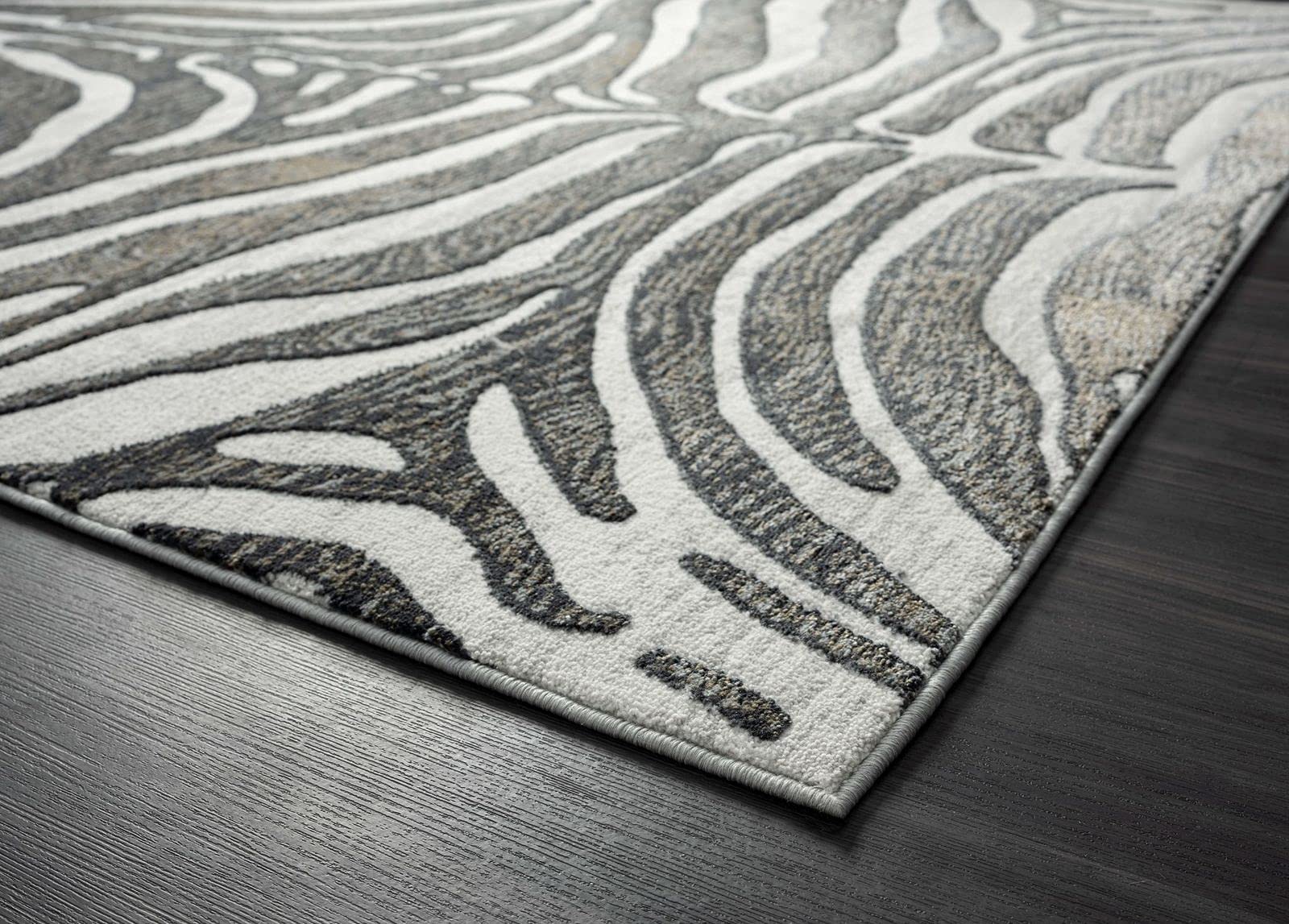 Abani 6' x 9' Modern Zebra Print Area Rug - Non-Shedding Contemporary Grey & Brown Animal Pattern Carpet for Bedroom, Living Room & Nursery Decor