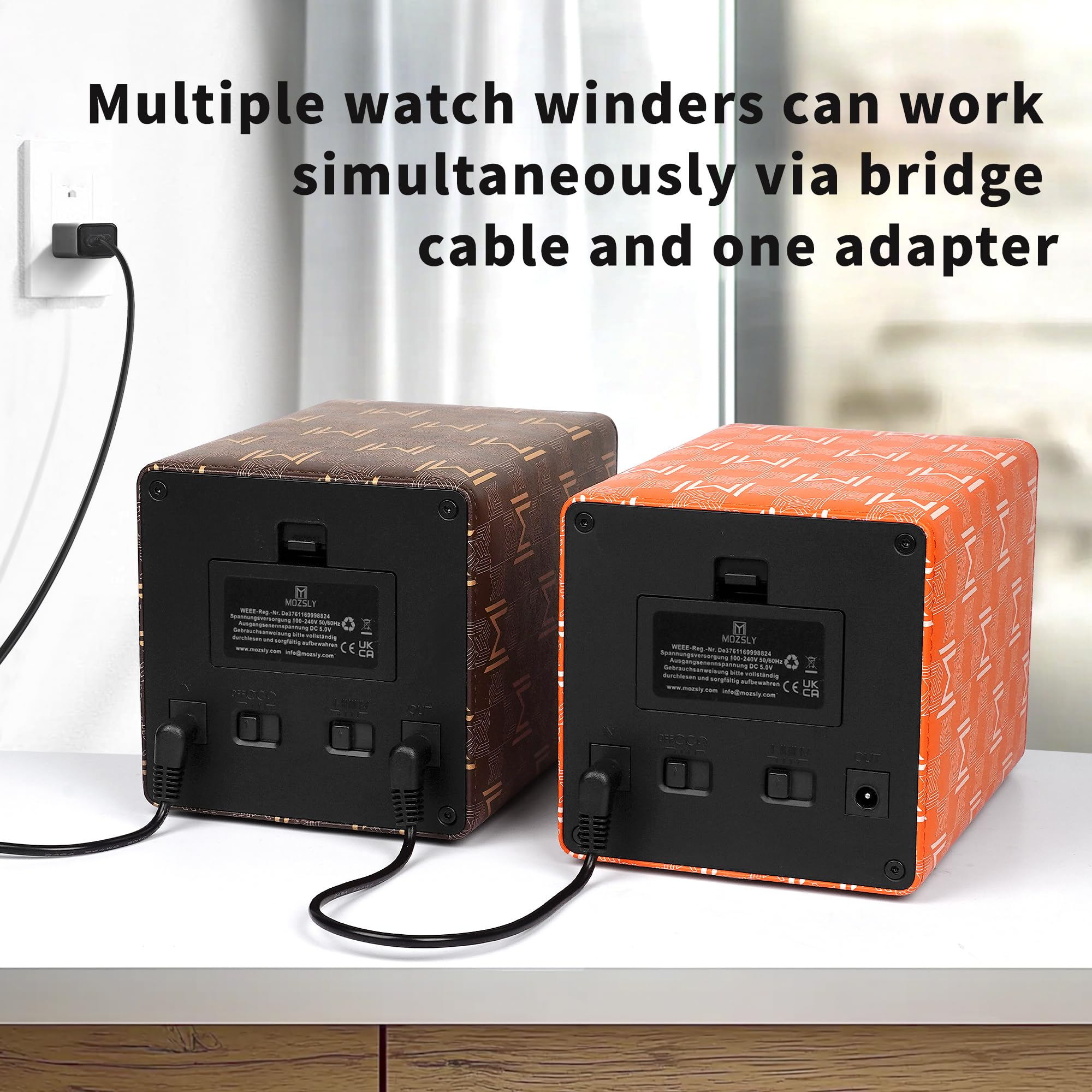 MOZSLY Single Watch Winder - Quiet Motor Automatic Watch Winder with 12 Rotation Modes & Genuine Leather Case - Perfect for Automatic Watch Storage & Display in Home, Office or Travel