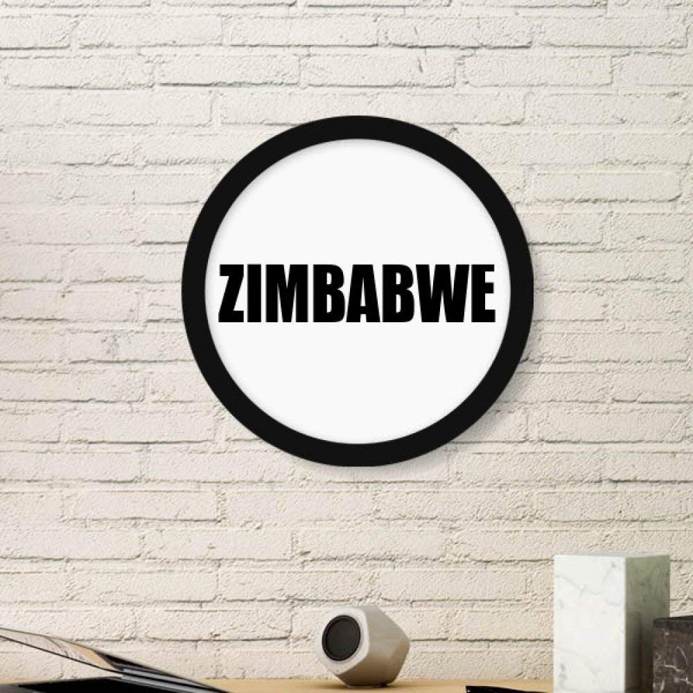 DIYthinker Zimbabwe Country Name Black Art Painting - Wooden Round Frame Wall Decor for Living Room, Bedroom, Office - Unique Home Gift Idea for Travel Lovers & Africa Enthusiasts
