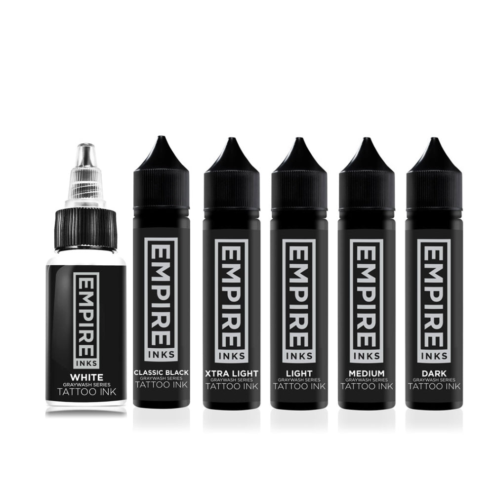 Empire Inks Graywash Series - 6 Bottle Full Set for Tattoo Artists - Choose Your Size - Perfect for Professional Tattooing and Body Art