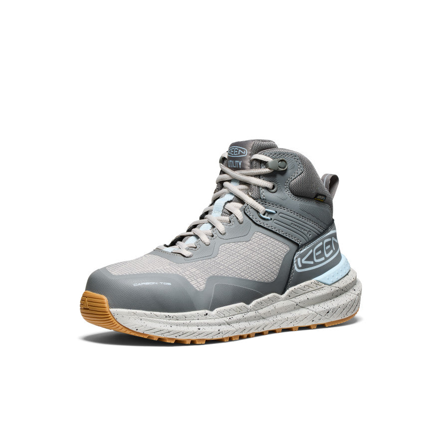 Women's Synchro Waterproof Work Boot with Carbon Toe - Steel Grey/Gum | Slip-Resistant Safety Shoes for Construction, Warehouse & Outdoor Work