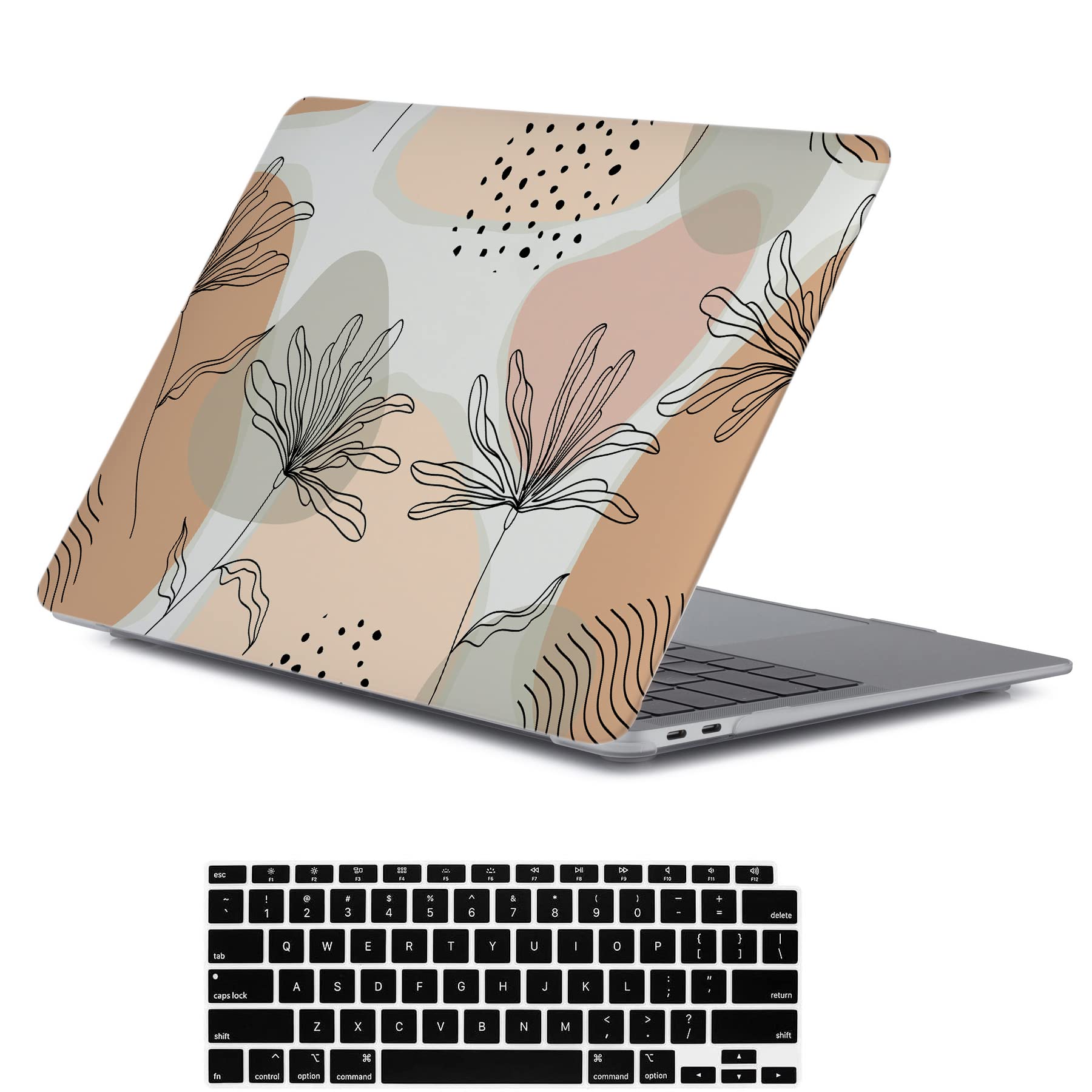 LanBaiLan Hard Shell Protective Case for MacBook Air 13.6 inch M2 Chip (2022 Model A2681) - Durable Plastic Cover with Keyboard Protector & Floral Design | Perfect for Work, Travel & School Use