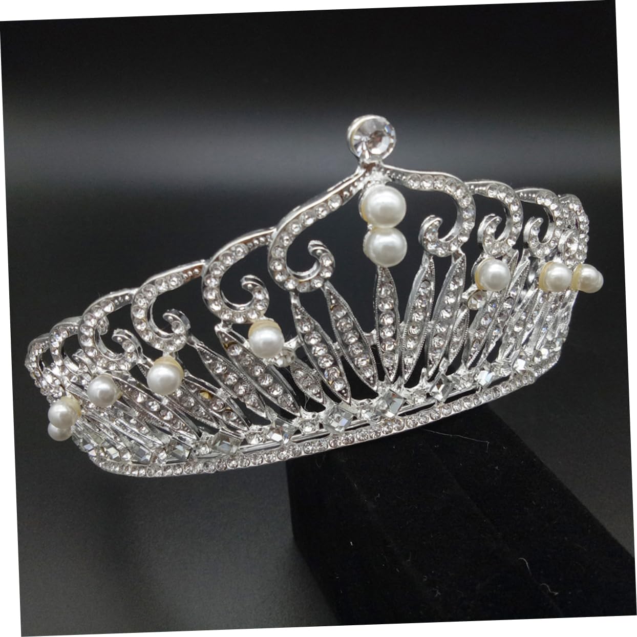 Minkissy Silver Pearl Rhinestone Tiara for Women - Elegant Bridal Wedding Headpiece with Pearls, Hair Accessories for Bride, Halloween & Special Occasions - Perfect for Weddings, Prom, Parties & Costume Events