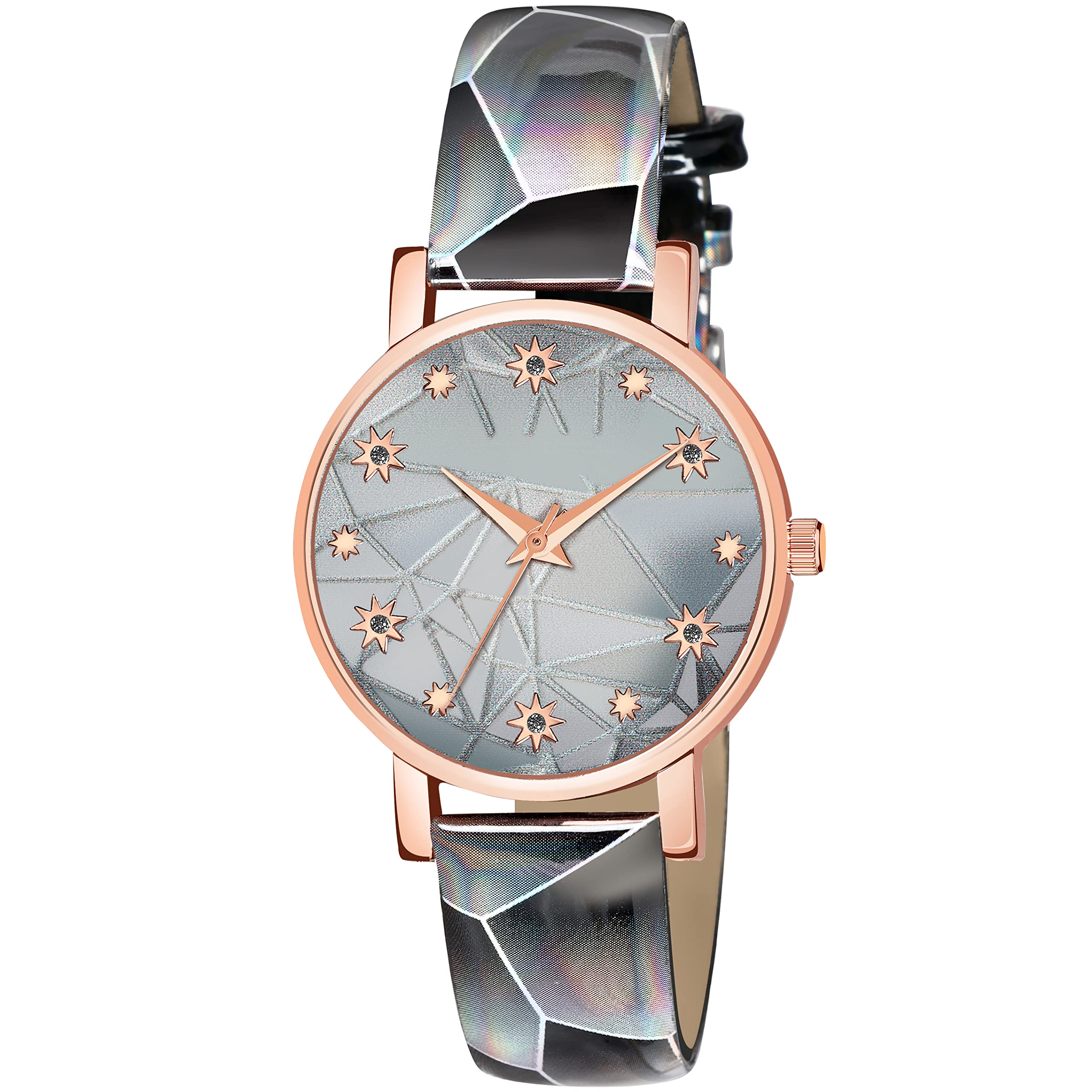 MIVAAN Analog Star Print Design Women's Wrist Watch - Fashionable Ladies & Girls Watch with Unique Dial (AB61) - Perfect for Daily Wear, Office & Special Occasions