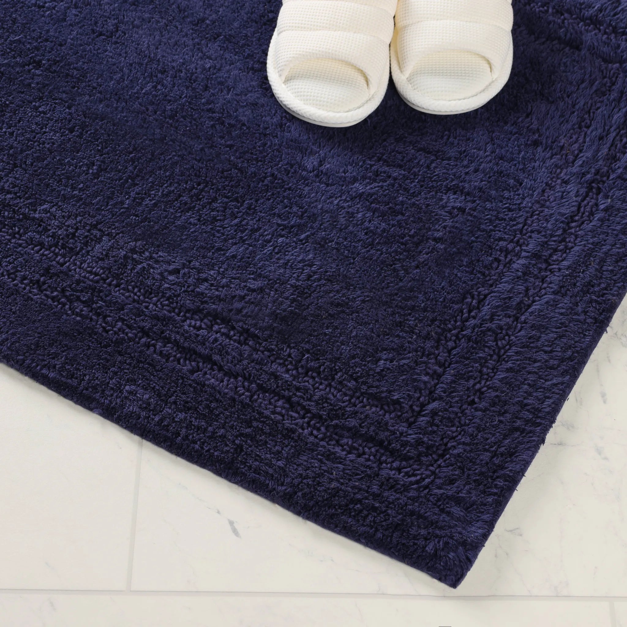 Non-Slip Cotton Bathroom Rug Set - 2 Piece Washable Absorbent Bath Mat with Anti-Skid Backing for Bathroom, Shower & Vanity Area