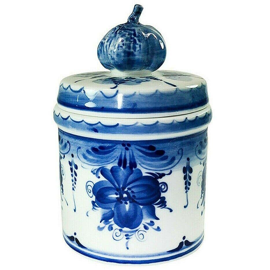 CompreDH 400ml Porcelain Kitchen Storage Jar with Airtight Lid - Food Storage Containers for Flour, Sugar, Coffee, Tea | Pantry Organization & Countertop Decor