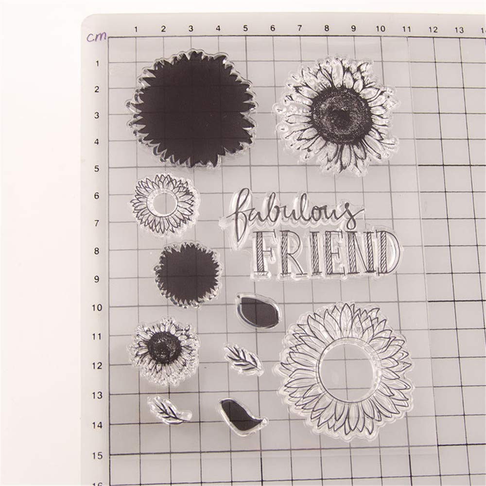 DIY Sunflower Leaves Clear Stamps Set for Card Making, Journaling & Scrapbooking - Sunflower Silicone Stamps for Albums, Paper Crafts, Home Decor - Perfect for Wedding Invitations, DIY Greeting Cards & Bullet Journal Aesthetic - A1546