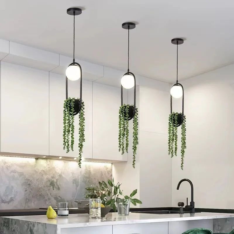 Elegant Hanging Ring Plant Pot with LED Light - Boho Floral Home Decor for Living Room, Bedroom, and Garden