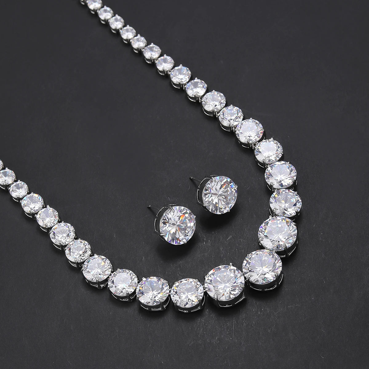 Elegant Cubic Zirconia Bridal Jewelry Set - Wedding Necklace & Earrings for Bride, Bridesmaids, and Formal Occasions | CN10895