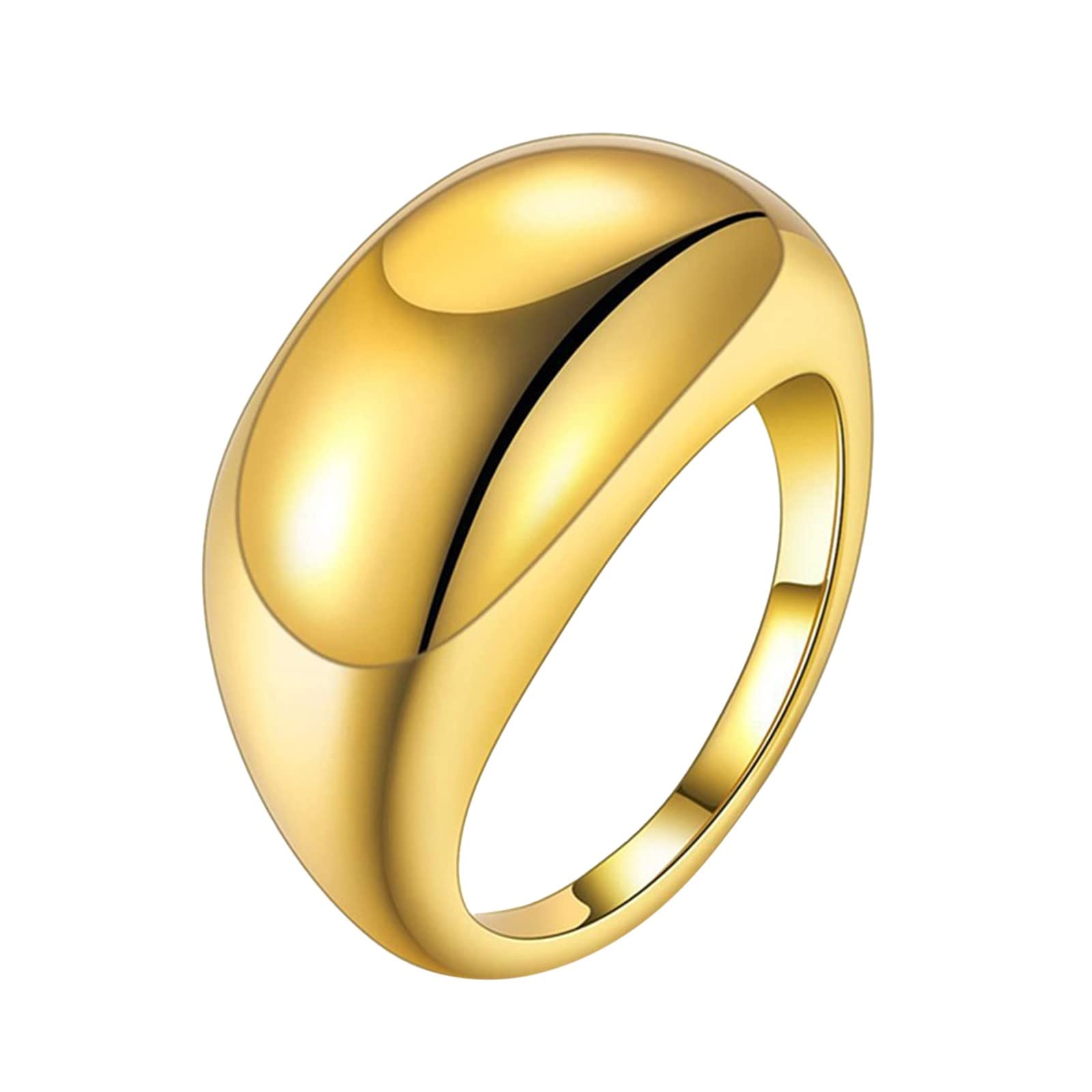 Chunky Dome Statement Rings for Women - Silver & Gold Plated Stackable Thick Band Rings - Minimalist Jewelry for Everyday Wear, Parties & Gifts