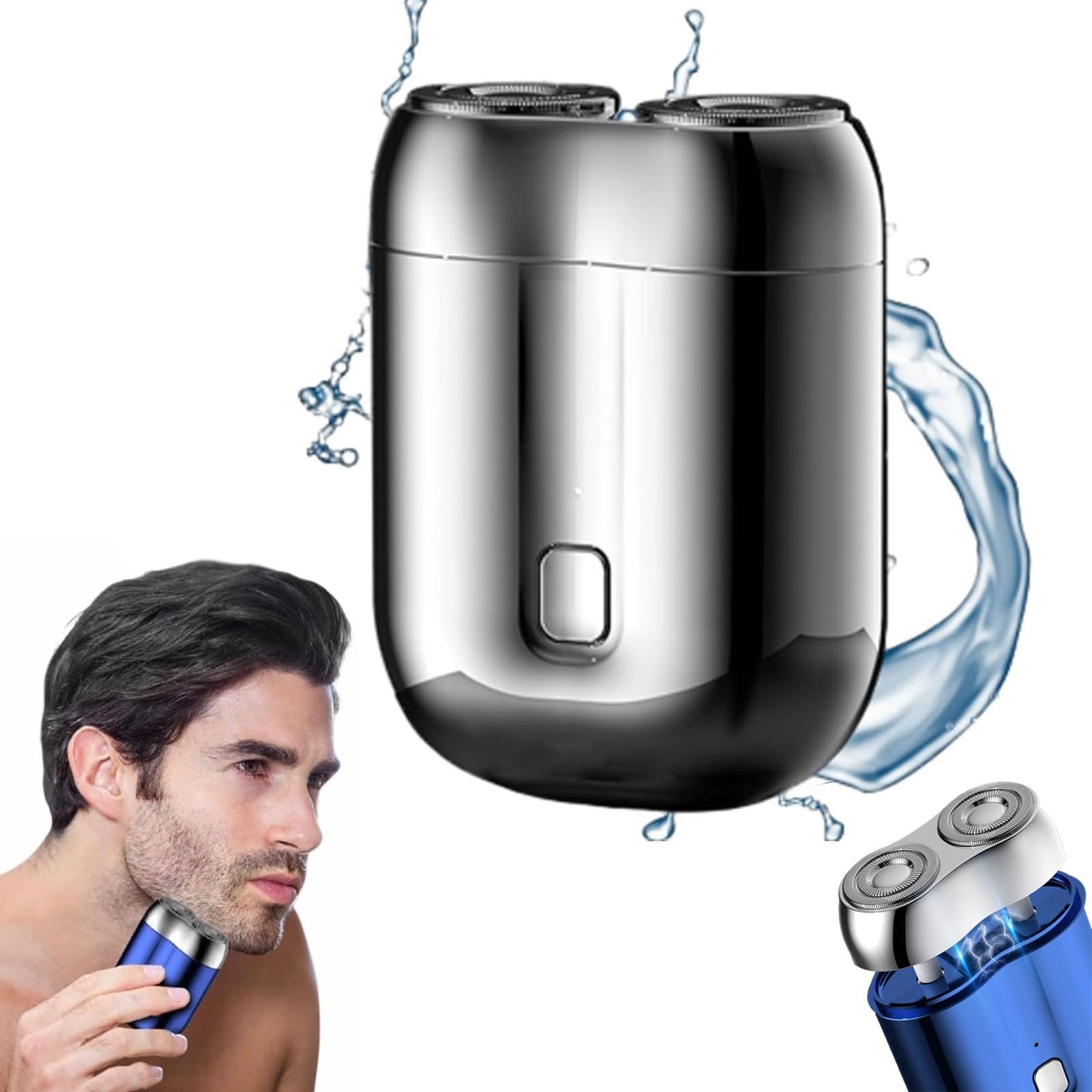 Elemenix Waterproof Electric Razor for Women - Rechargeable Mini Double Head Shaver with Peony Design, Smooth & Gentle Hair Removal for Legs, Underarms & Bikini Area - Perfect for Travel & Home Use (1Pc Silver)