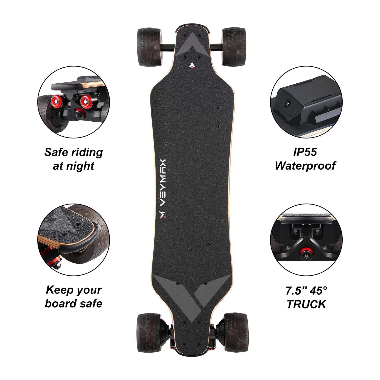 X4/Cejour Electric Skateboard with Remote Control - 29 MPH Max Speed, 1100W Hub Motor - Adult & Teen Beginner Friendly Electric Longboard - Perfect for Commuting, Campus Travel & Outdoor Adventures