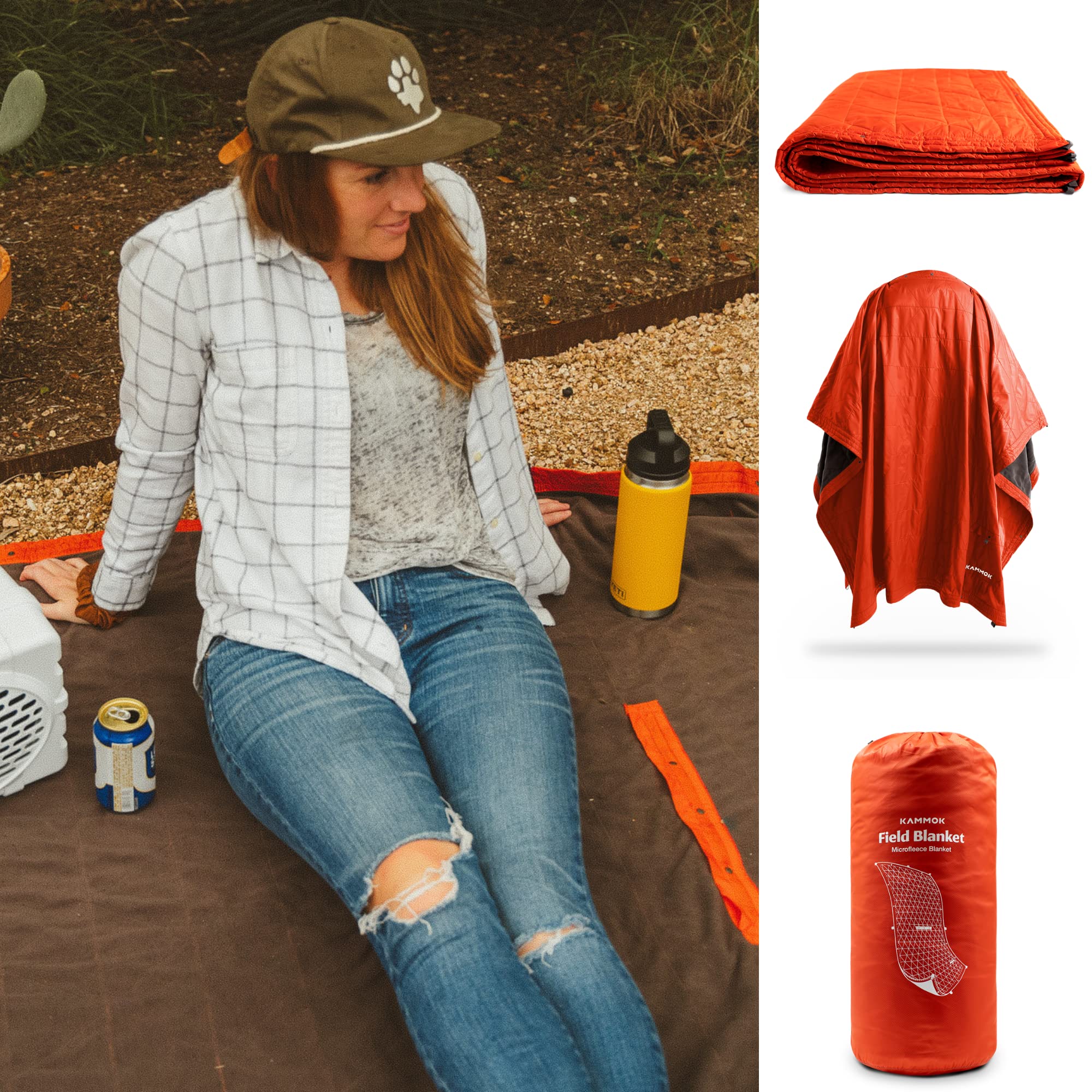KAMMOK Field Blanket - Premium Microfleece, Water Resistant & Durable Camping Blanket (84