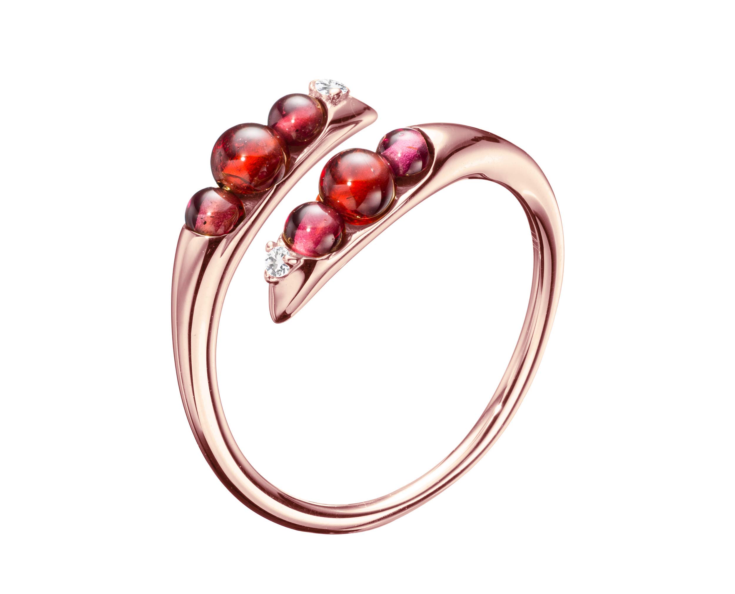 Majade 14K Rose Gold Garnet Ring – January Birthstone, Handmade Engagement & Wedding Ring, Unique Minimalist Red Gemstone Jewelry – Perfect for Nature-Inspired Bridal, Anniversary & Special Occasion Gifts