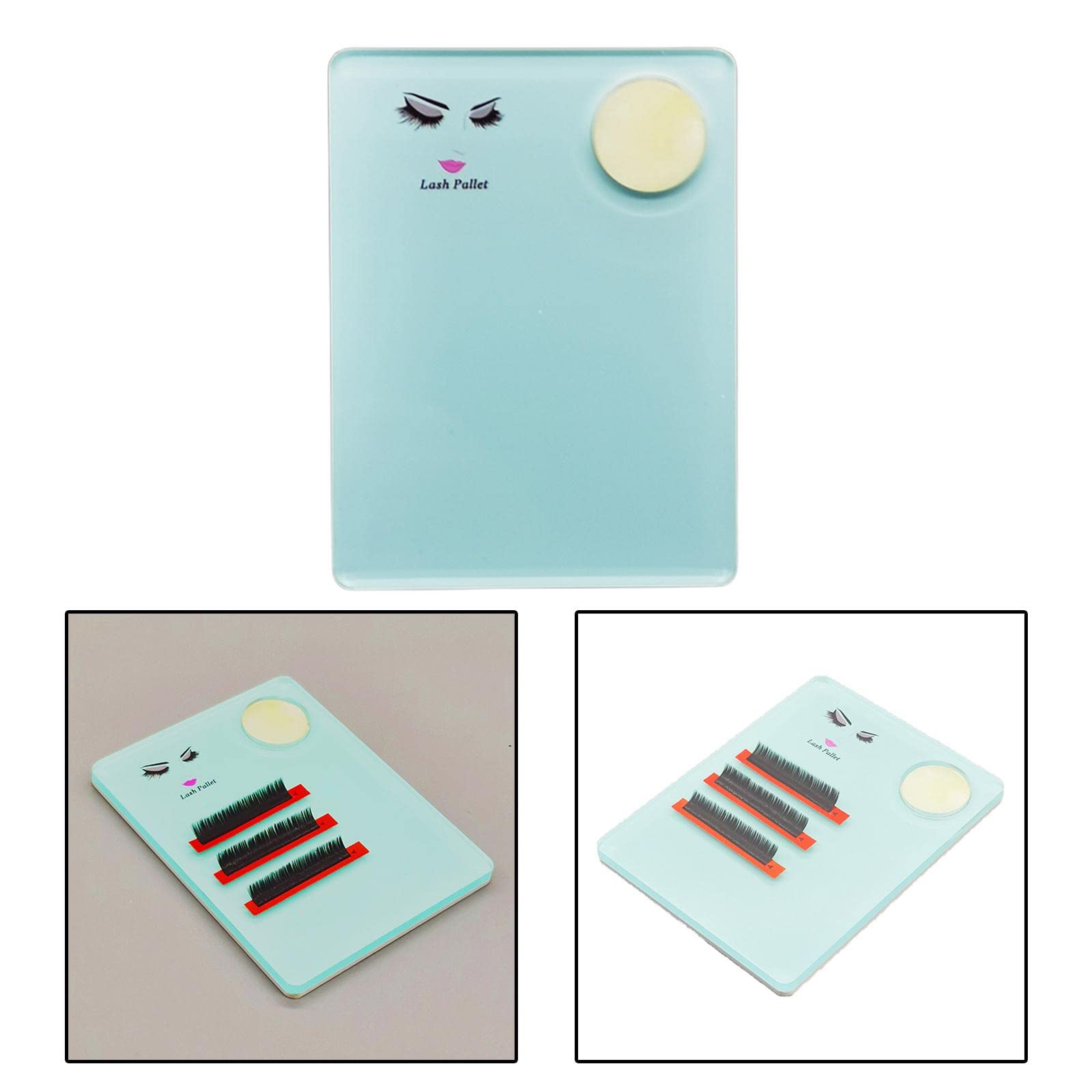 LOSA Cyan Acrylic Eyelash Extension Palette with Jade Stone - Professional Lash Tray for Salon & DIY Eyelash Extensions at Home