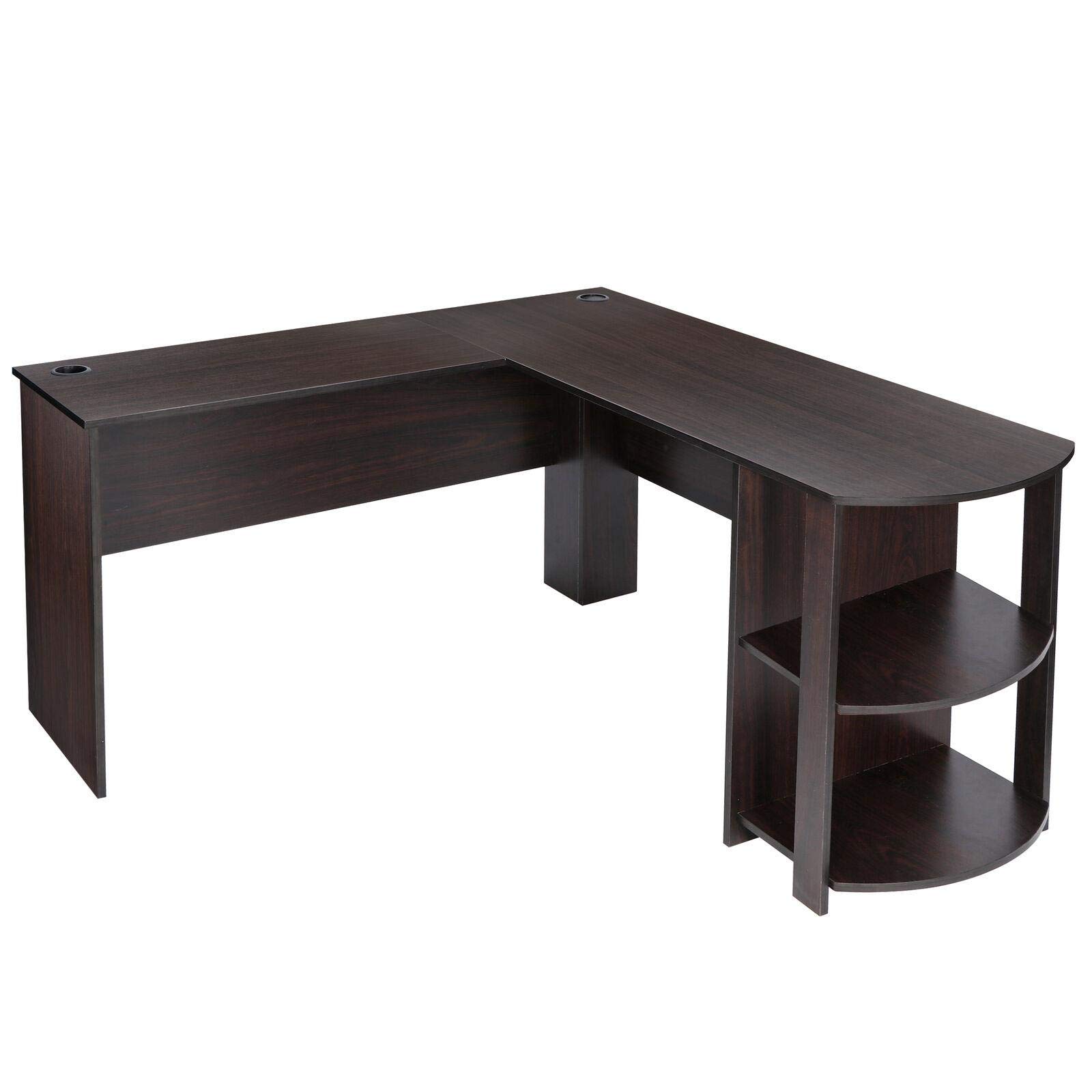 L-Shaped Wooden Black Computer Desk - Ergonomic Standing Desk for Home Office, Study & Gaming | Modern Workstation with Spacious Surface & Sturdy Design | Perfect for Small Spaces & Productivity Boost