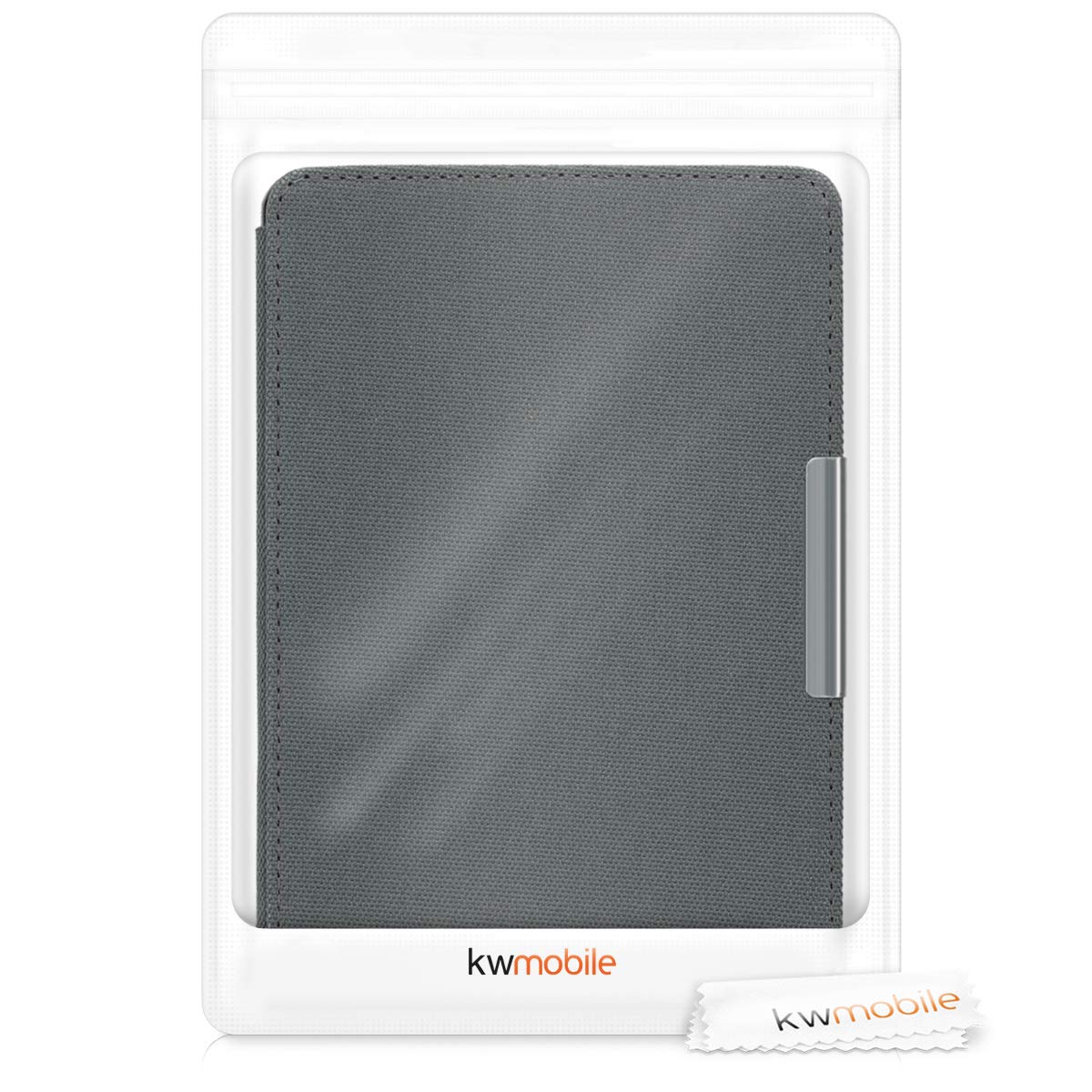 kwmobile Protective Case for Amazon Kindle Paperwhite - Durable Nylon e-Reader Cover with Folio Book Style Design in Anthracite - Perfect for Reading, Travel & Daily Commute