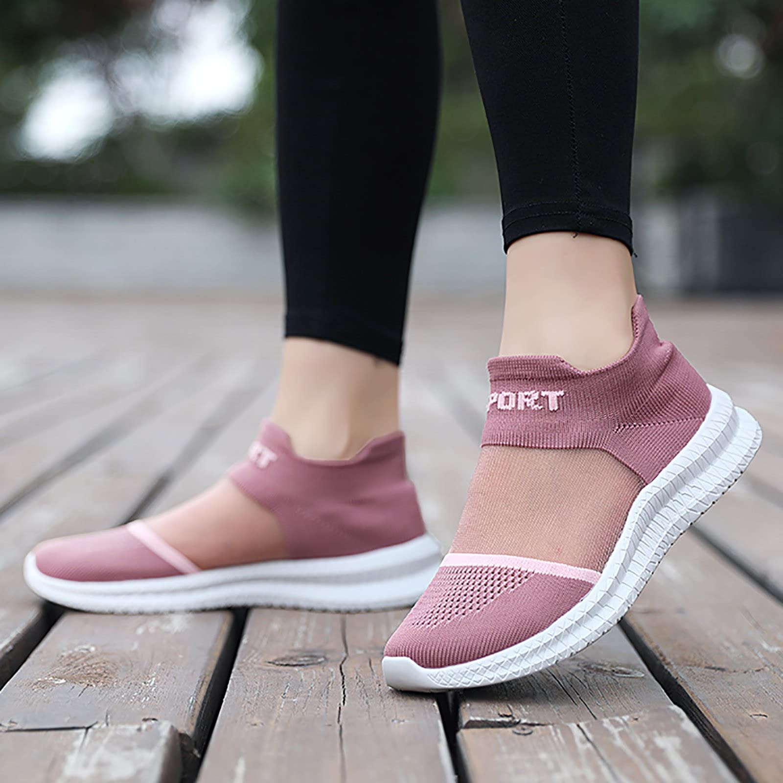 Women's Comfortable Mesh Running Sneakers - Breathable Lightweight Tennis Walking Shoes for Women - Slip On Casual Platform Sneakers with Contrast Knit Design - Perfect for Outdoor Sports, Gym Workouts & Daily Wear