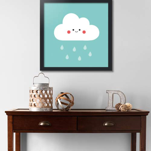 Ann Kelle Happy Cloud II 20x20 Framed Art Print - Satin Black Frame with 060 Plexi Glass - Handmade in USA - Perfect for Nursery, Living Room & Office Decor