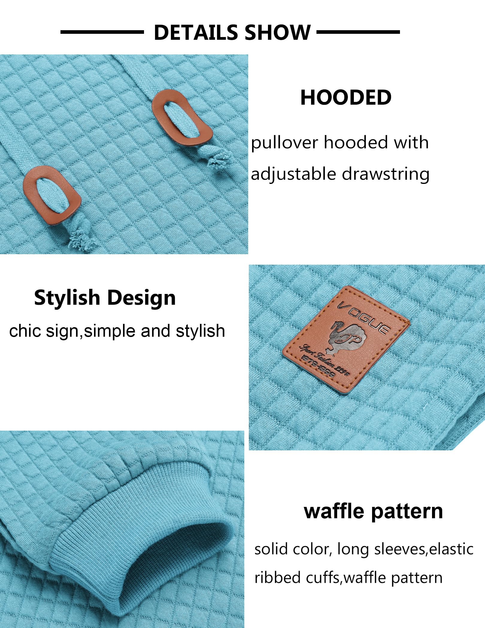 COOFANDY Men's Casual Hooded Sweatshirt - Long Sleeve Waffle Knit Pullover Hoodie with Drawstring | Perfect for Fall Layering, Streetwear & Outdoor Activities