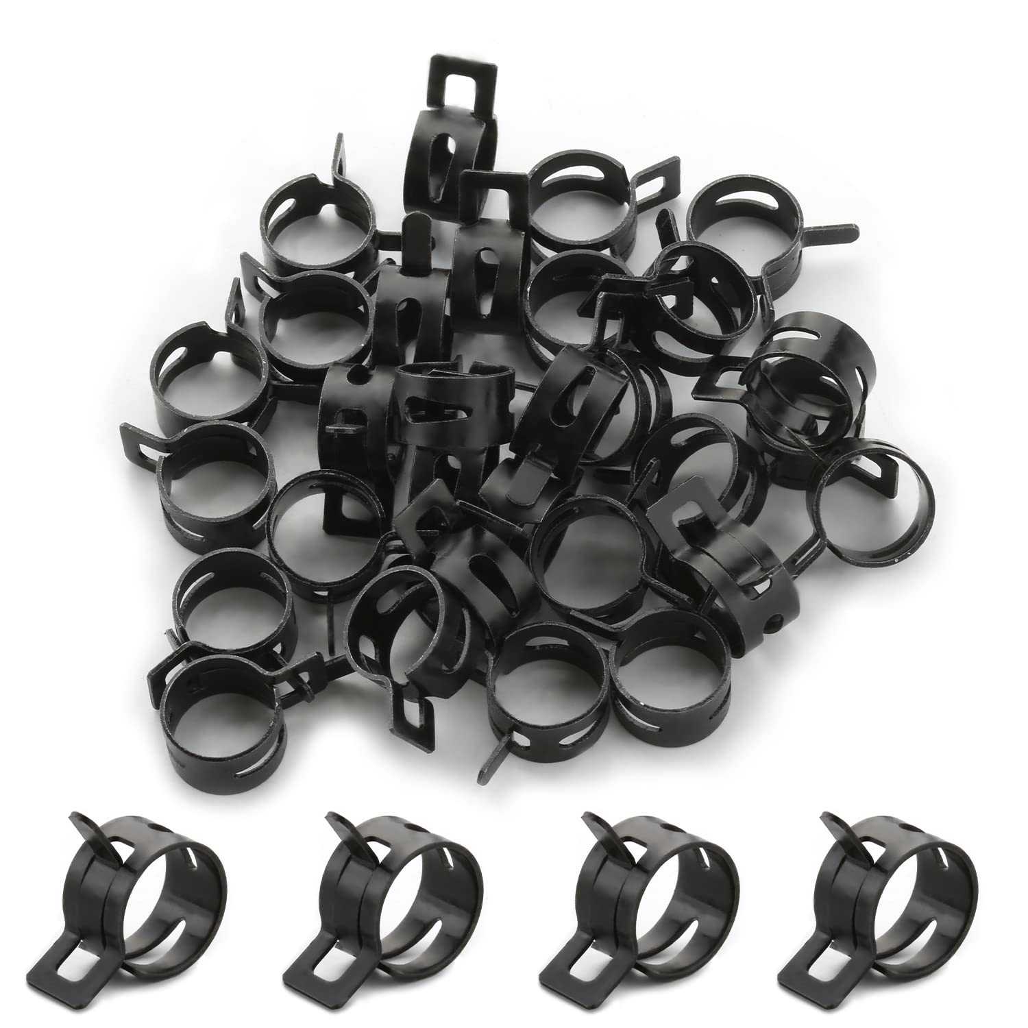 MroMax 18mm Hose Clamps 30Pcs - Fuel Line & Water Pipe Fastener for Automotive