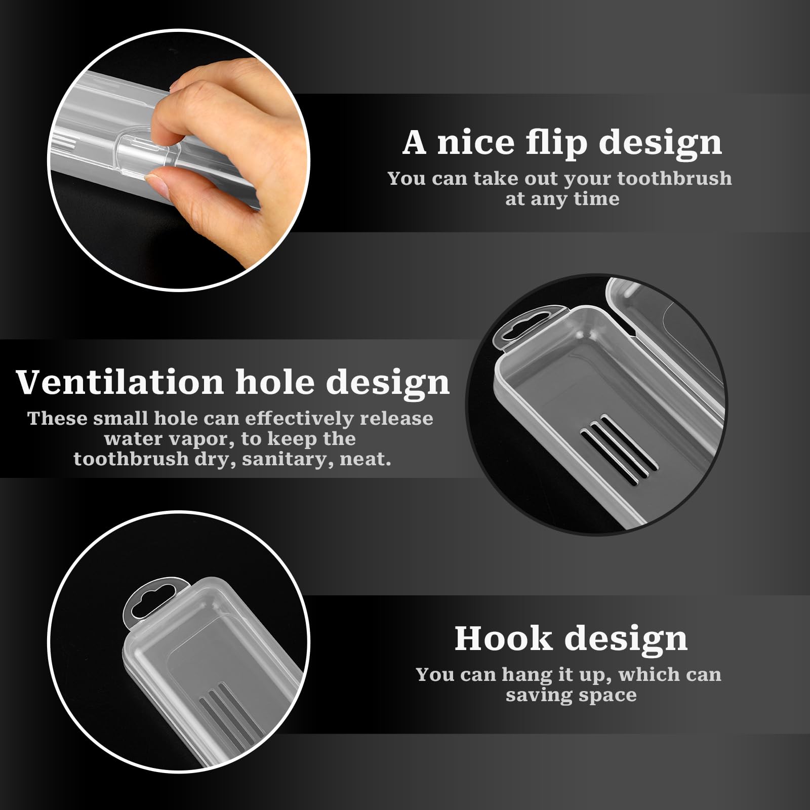 2Pcs Tongue Scraper Case with Travel Toothbrush Holder - Transparent Plastic Tongue Cleaner Storage Box for Oral Hygiene | Perfect for Travel, Gym & Daily Use
