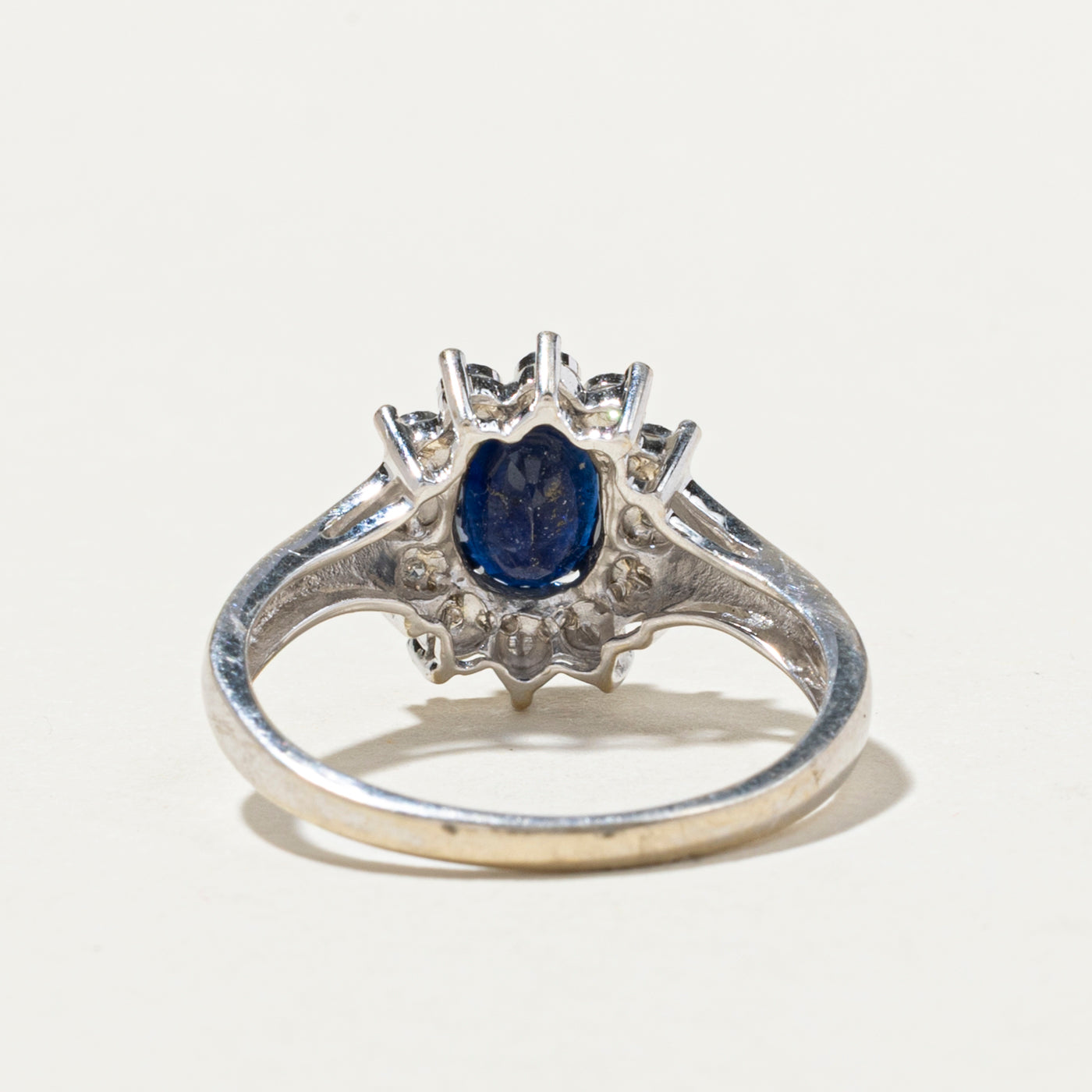 Oval Cut Sapphire and Diamond Petal Ring - 0.94ct Sapphire with 0.08ctw Diamonds - Size 7 - Elegant Engagement, Wedding, or Anniversary Jewelry Gift for Her