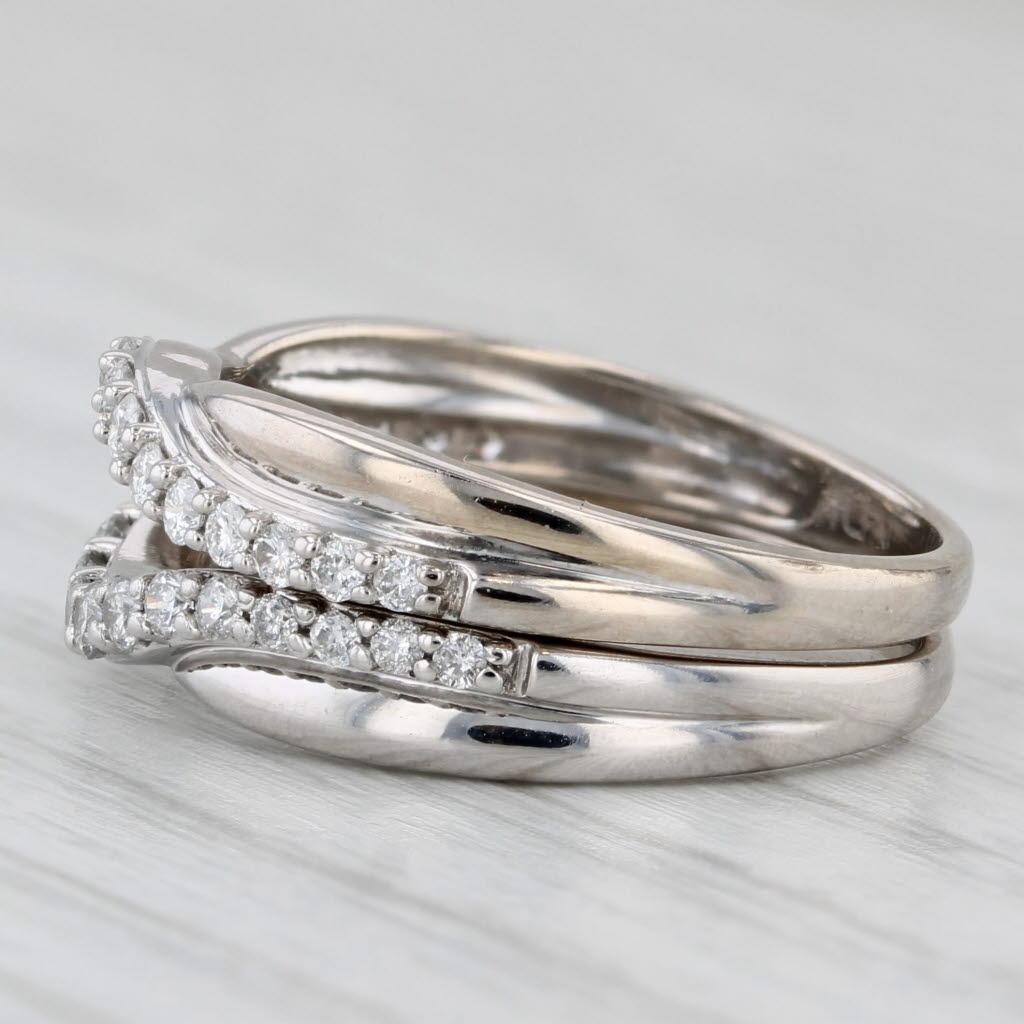 0.46ctw Diamond Contoured Wedding Band Set in 14k White Gold - Matching Bridal Rings for Women, Perfect for Engagement, Anniversary & Vow Renewal Ceremonies