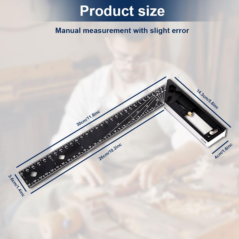 2025 Upgraded Multi-Angle Measuring Ruler - Professional Precision Measuring Tool with 45/90 Degree Angles, Universal Combination Angle Gauge for Woodworking, Metalworking & DIY Projects - Perfect for Accurate Measuring, Drafting & Engineering Drawings