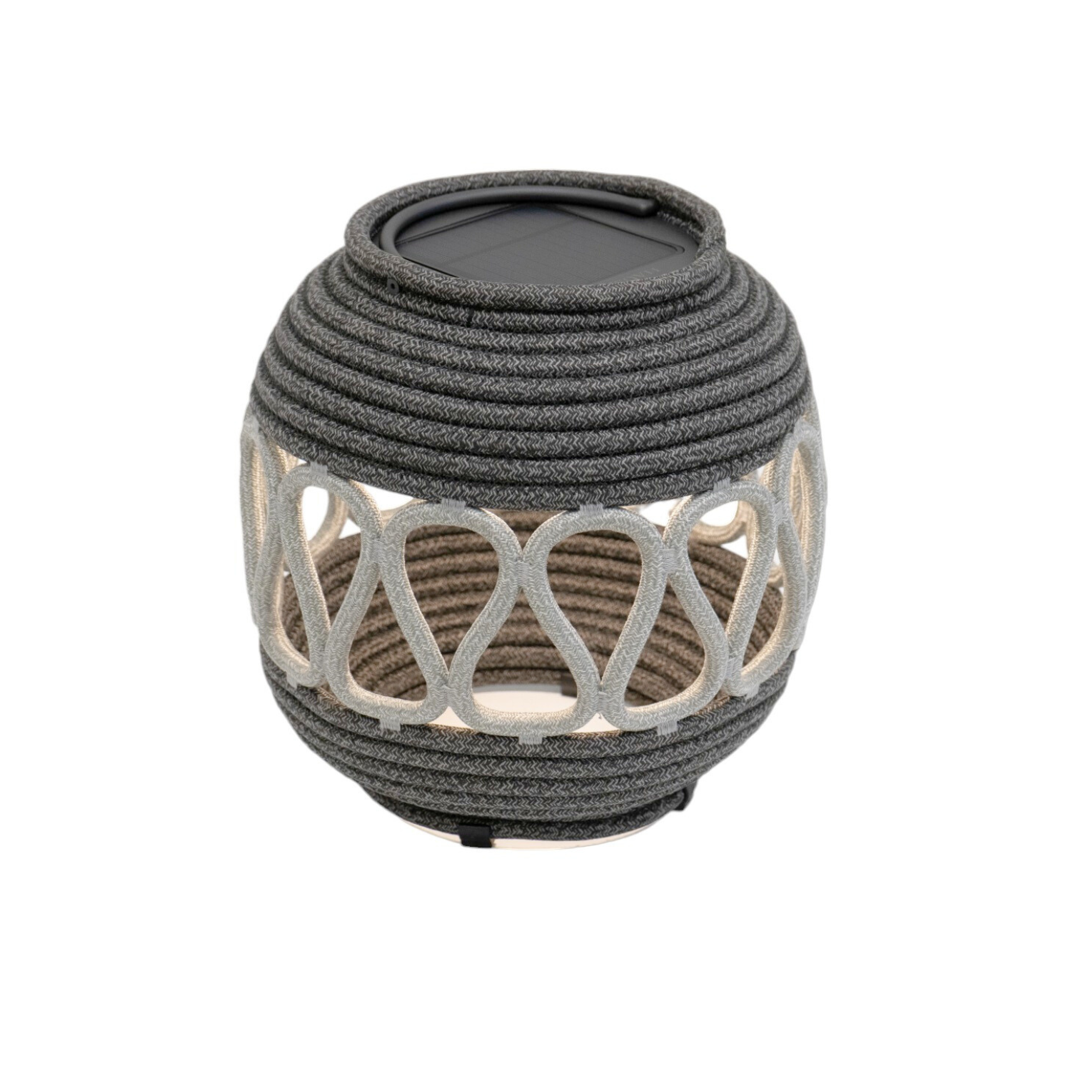 Eco-Friendly Woven Charcoal Solar Lantern for Outdoor Decor - Perfect for Patio, Garden, and Backyard Lighting