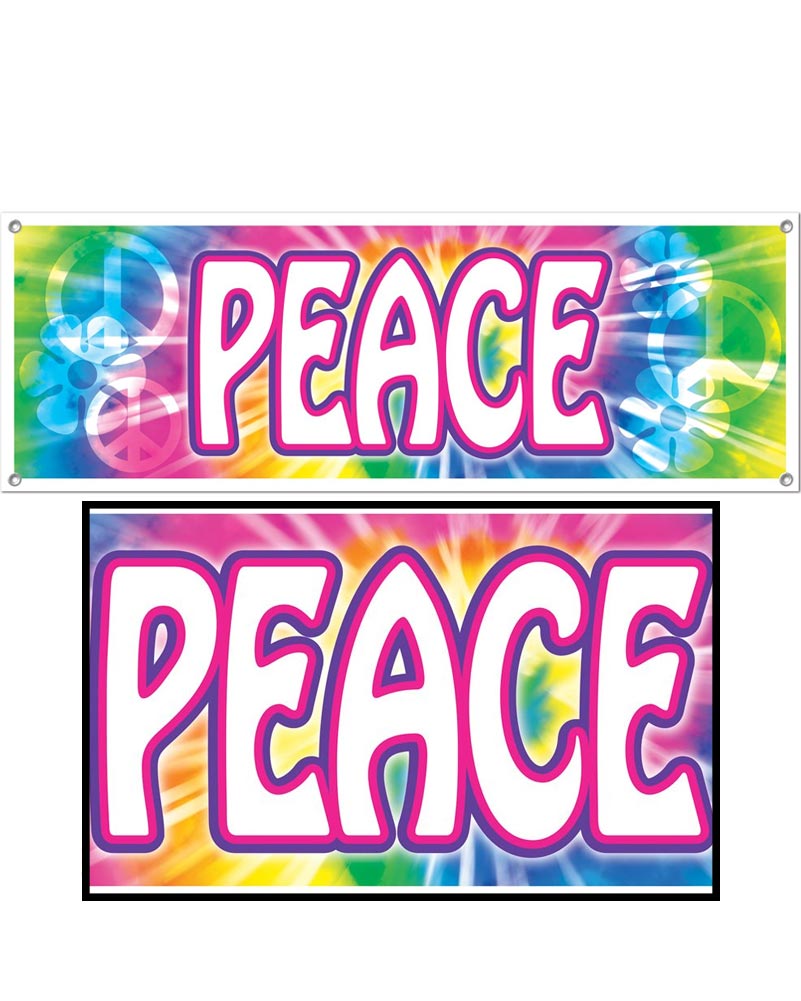 60s Peace Sign Banner - Vintage Hippie Wall Decor for Bedroom, Living Room & Party - Perfect for 1960s Theme Parties, Retro Room Decor & Hippie Events