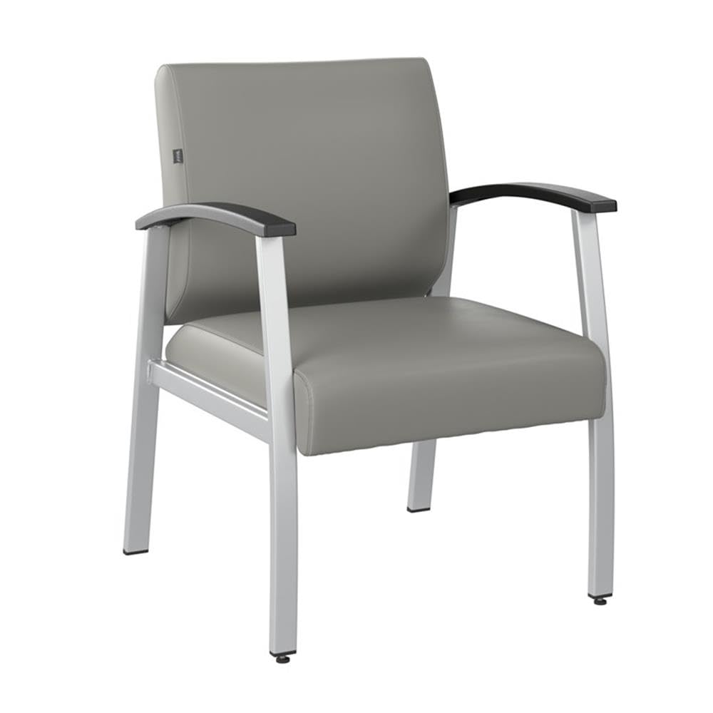 Bush Business Furniture Arrive Waiting Room Guest Chair with Arms - Light Gray Vinyl Office Seating for Reception, Lobby & Waiting Areas - Comfortable Visitor Chairs for Clinics, Hotels & Corporate Spaces