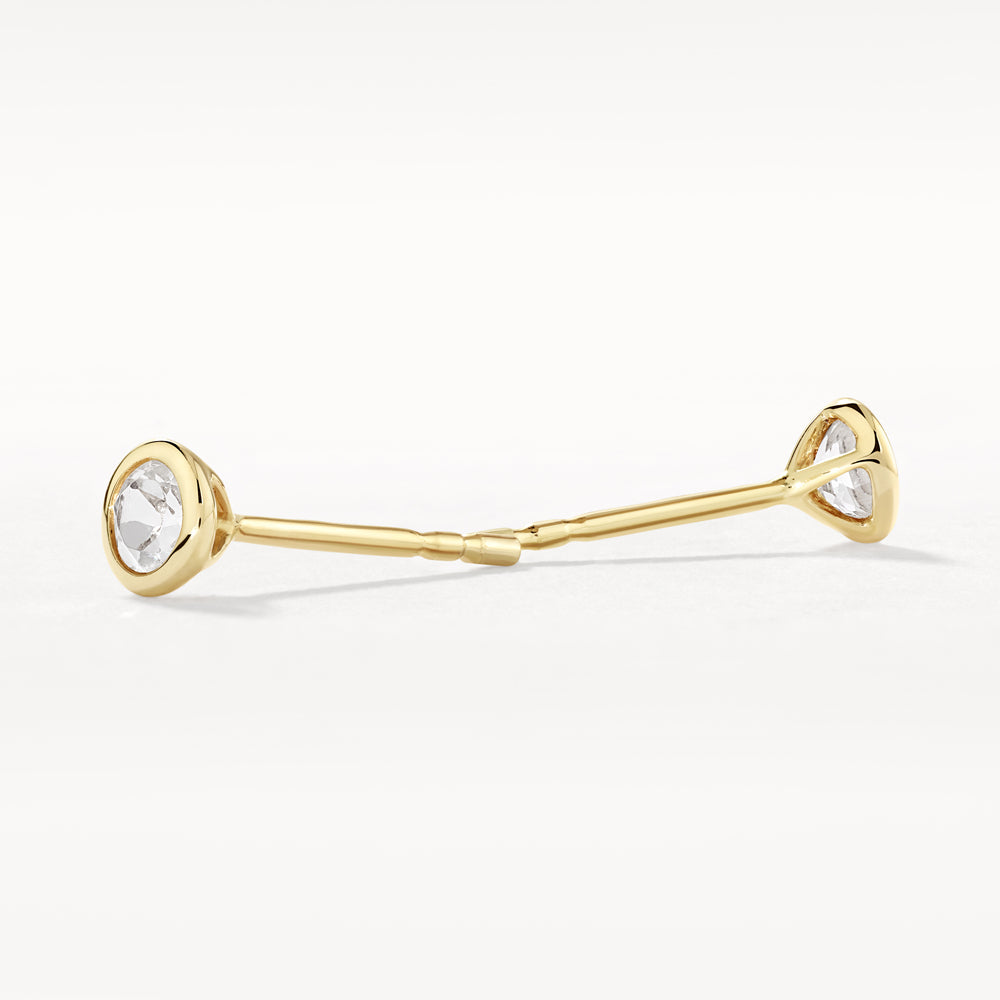 10K Gold White Topaz Bezel Stud Earrings - Elegant Everyday Jewelry for Women, Perfect for Work, Parties & Special Occasions