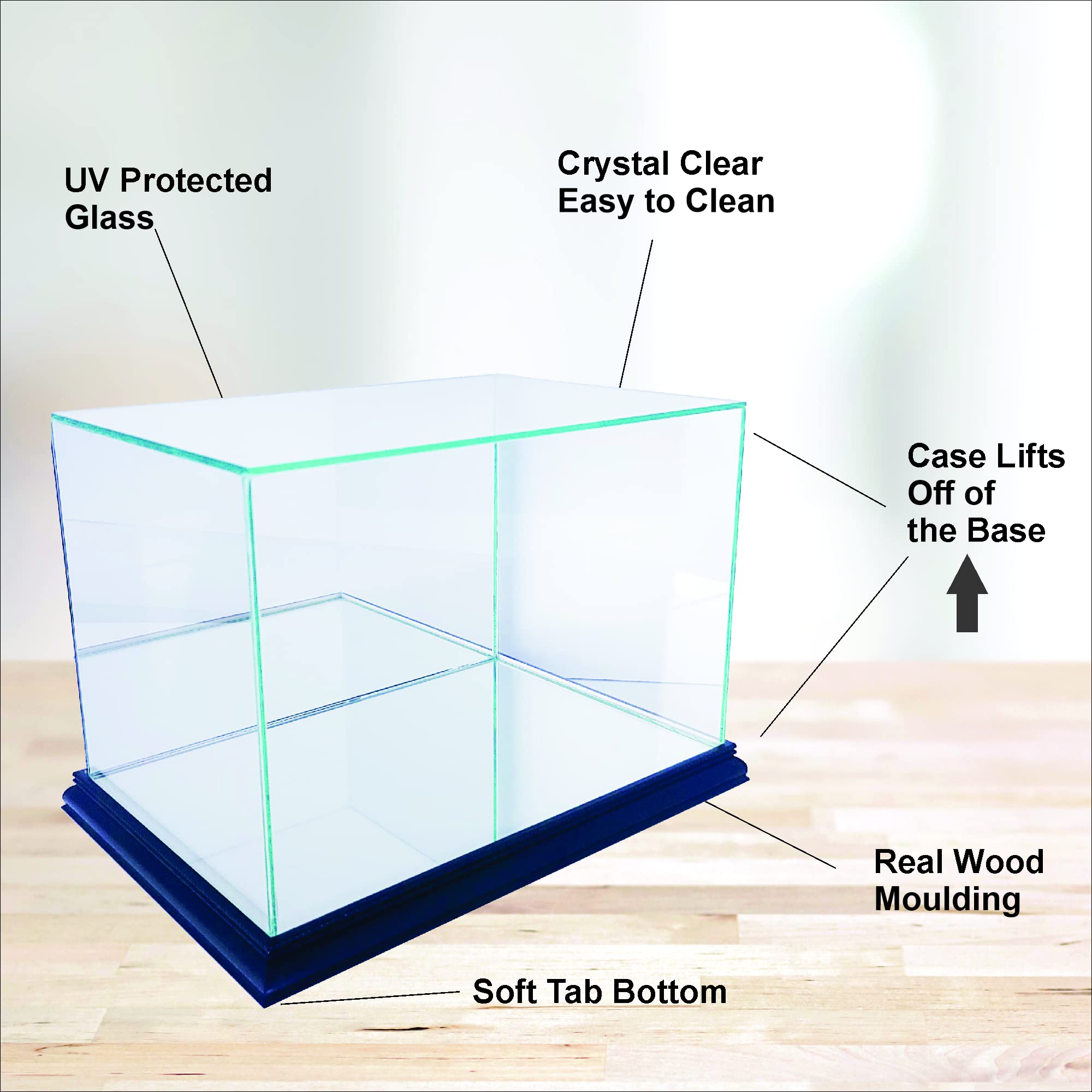 Premium Rectangle Football Display Case - Real Wood Moulding & UV Protected Glass - Perfect for Showcasing Autographed Footballs in Home or Office