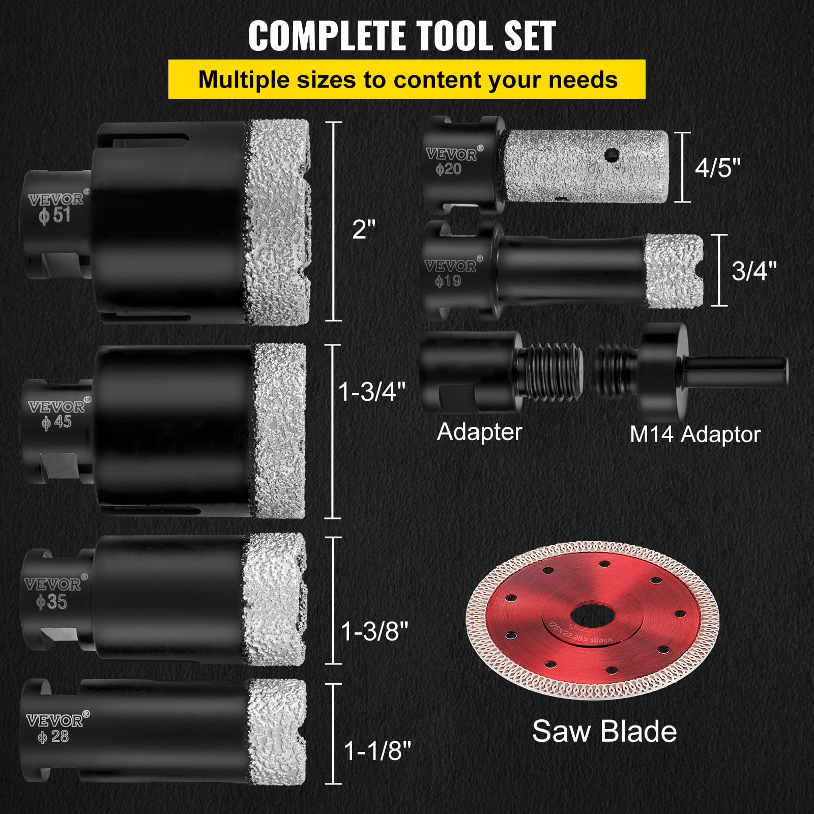 VEVOR 8PCS Diamond Hole Saw Kit (3/4